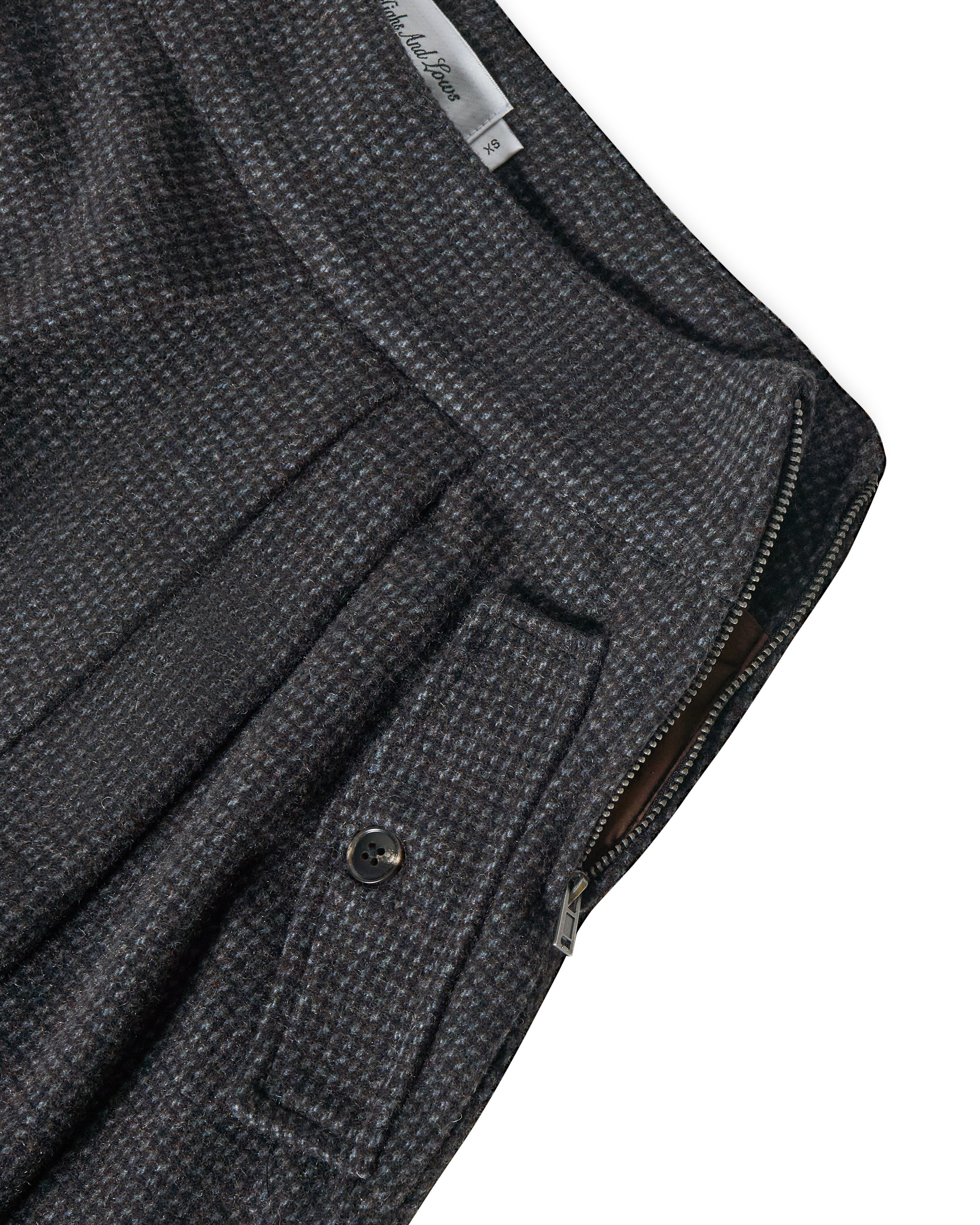 Pleated Wool Buckle Skirt - Brown / Blue