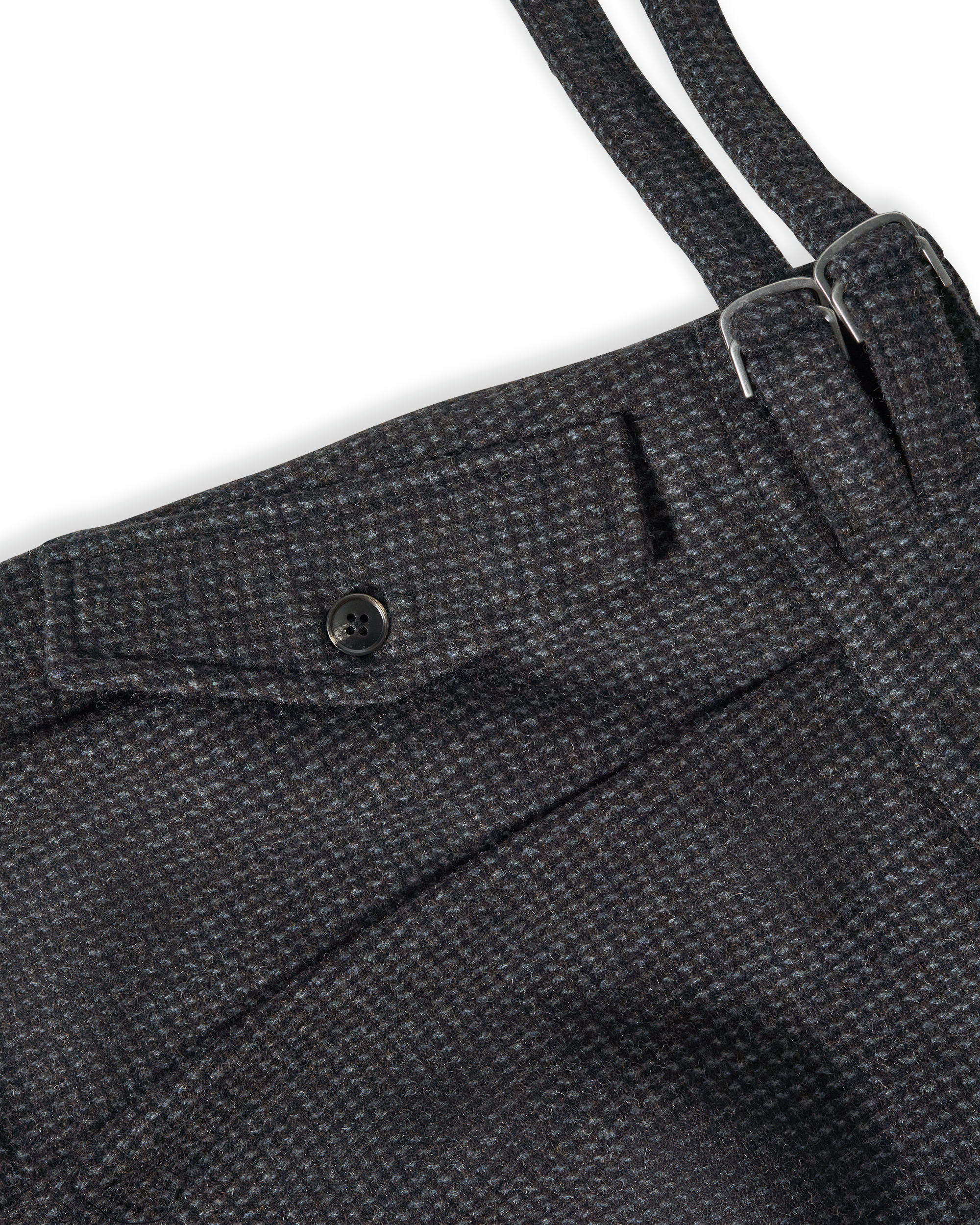 Pleated Wool Buckle Skirt - Brown / Blue