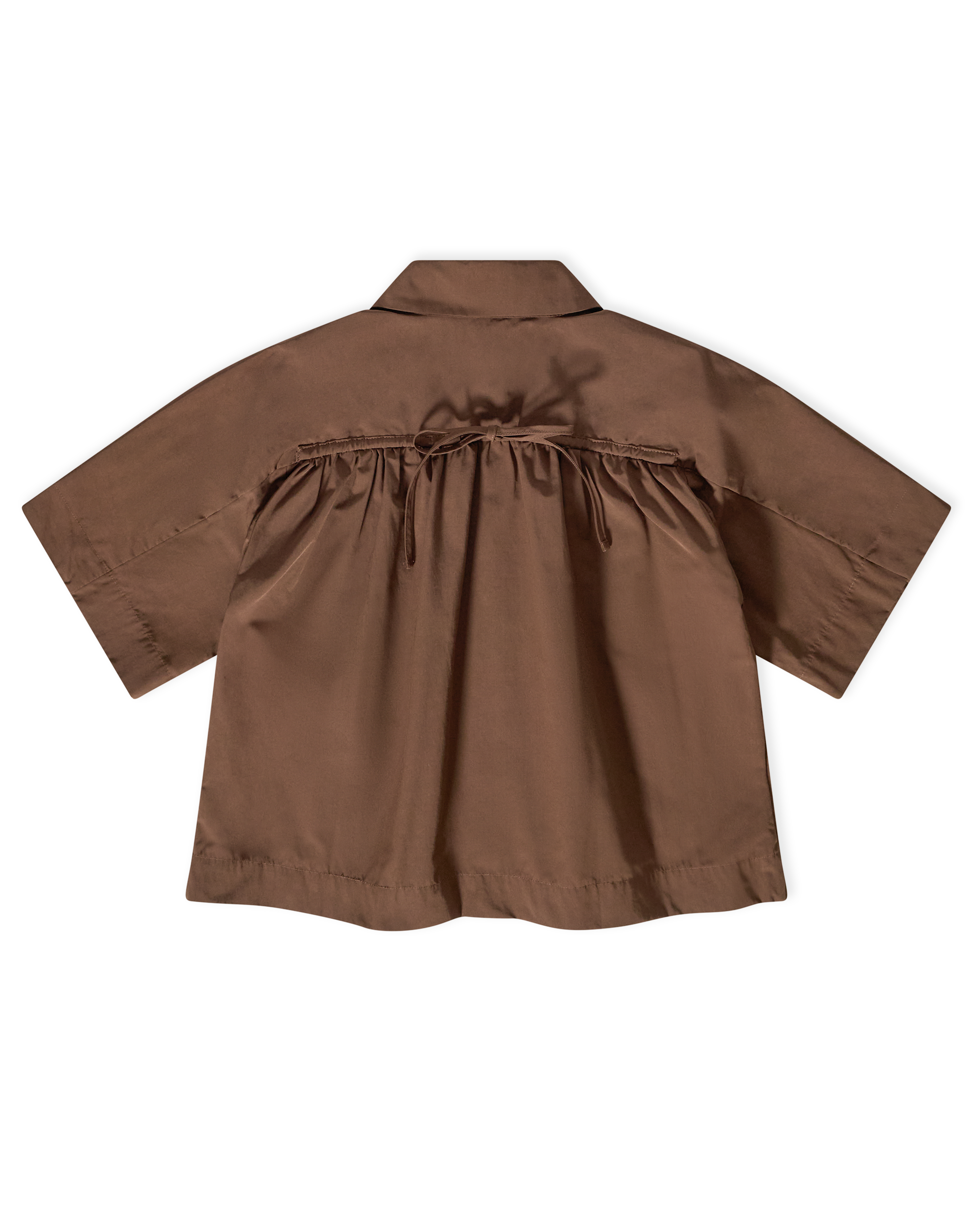 Petal Collar Tie Top - Brown