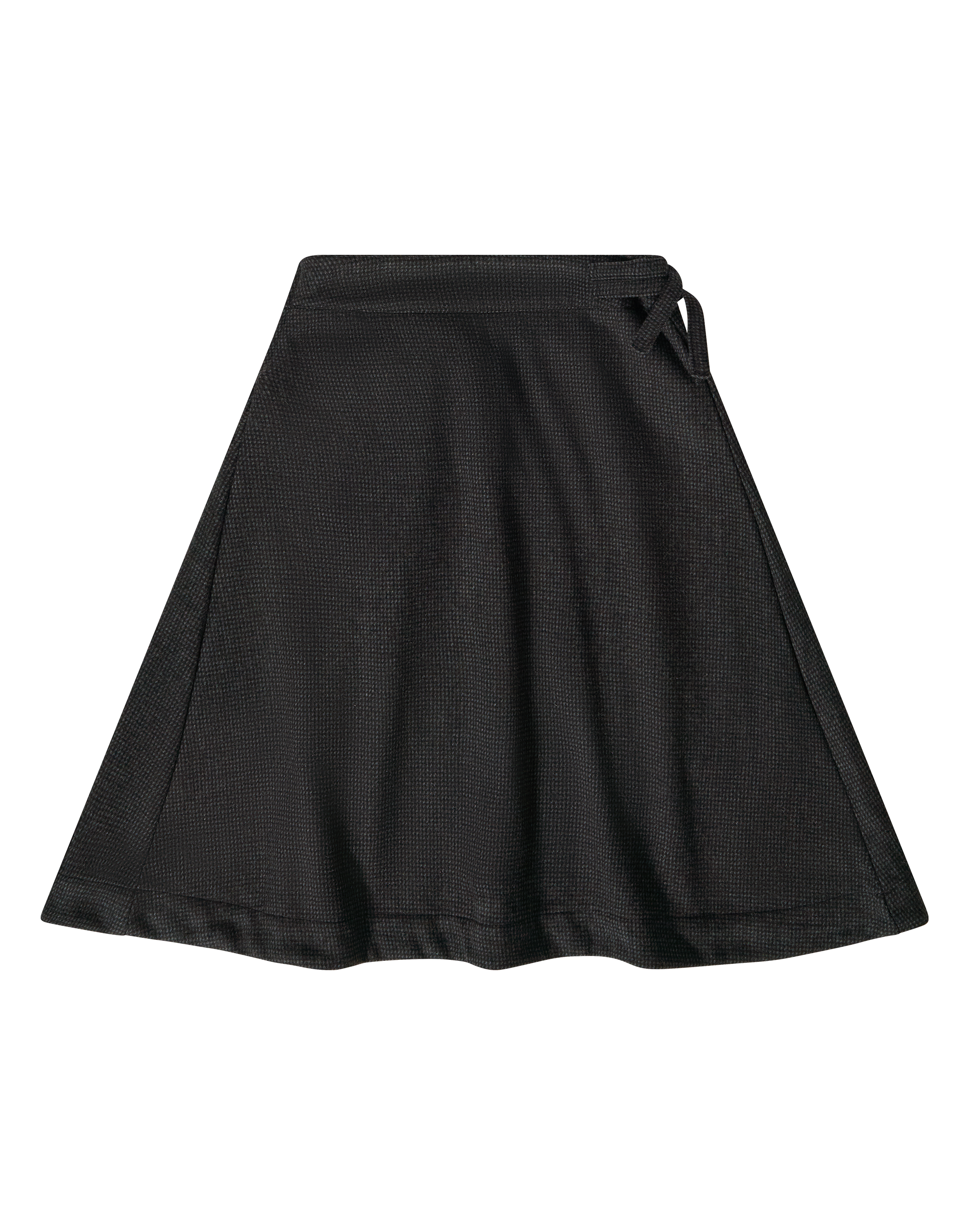 Pleated Wool Buckle Skirt - Brown / Blue