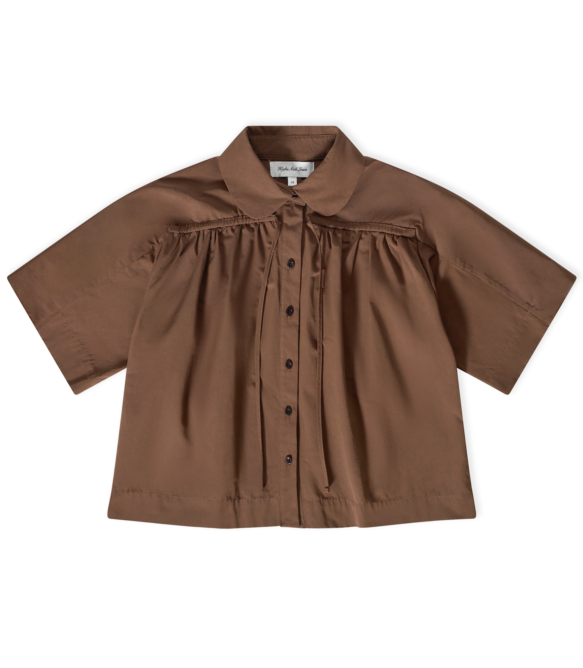 Petal Collar Tie Top - Brown