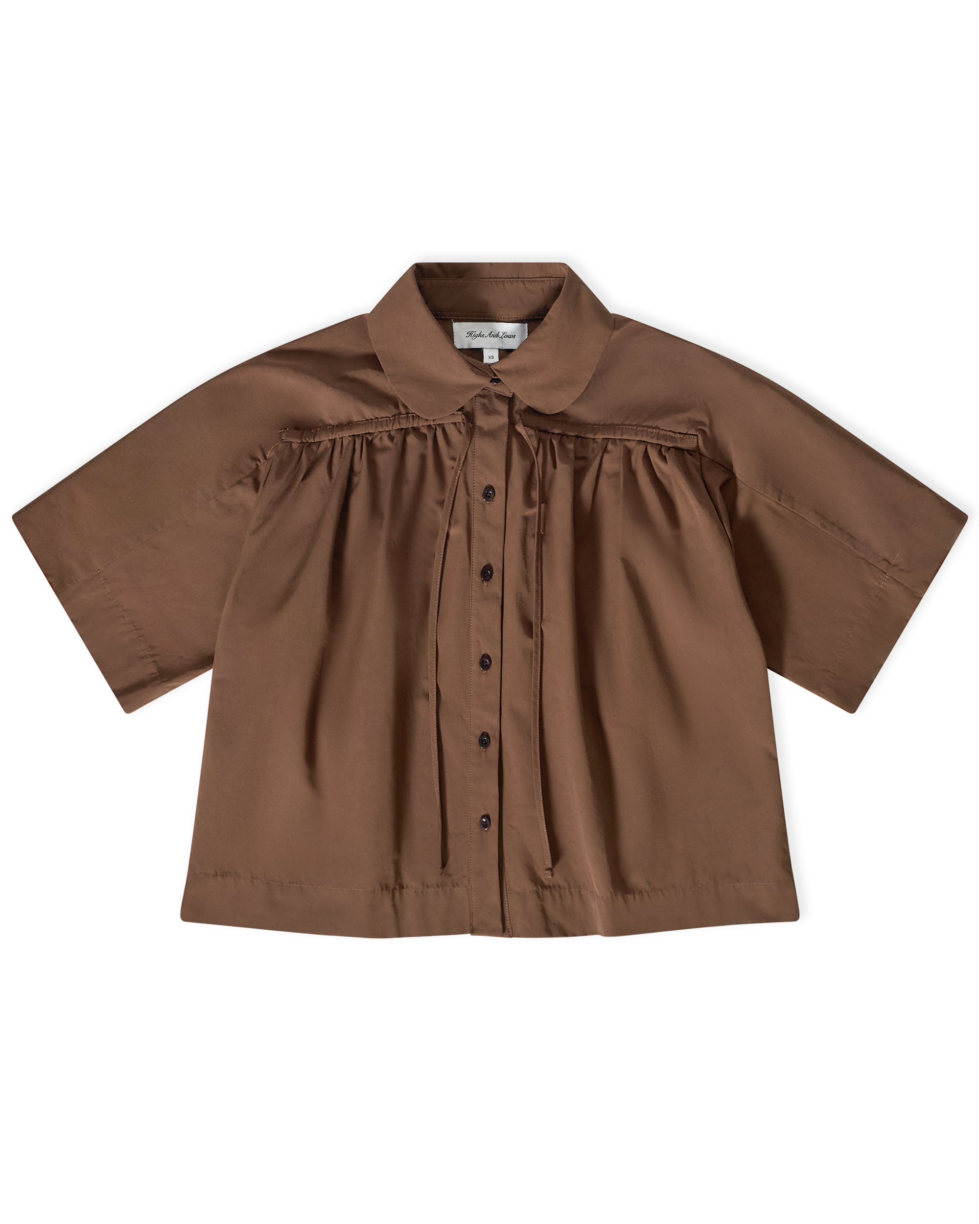 Petal Collar Tie Top - Brown