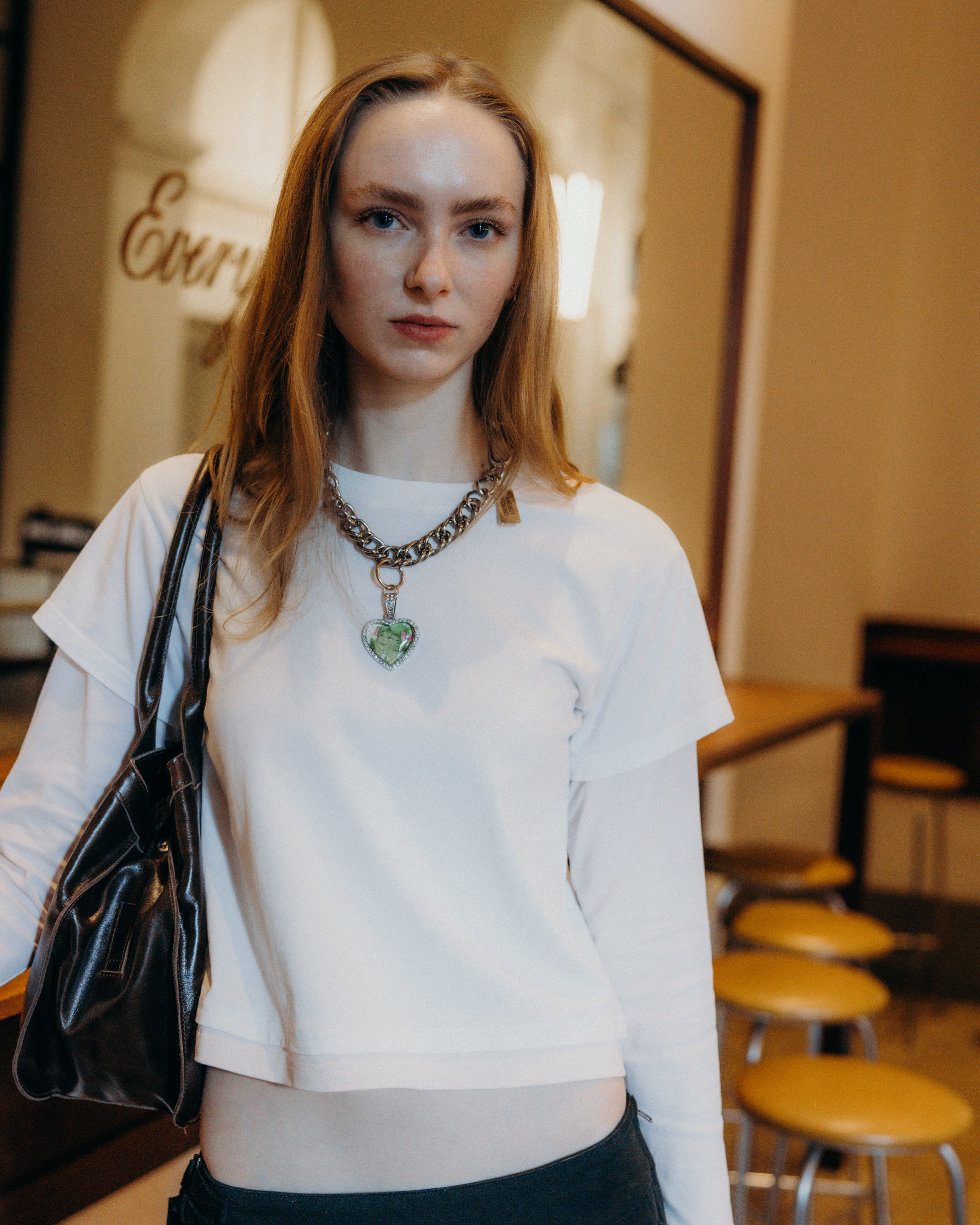 Layered L/S T-shirt - White / Soft Blush