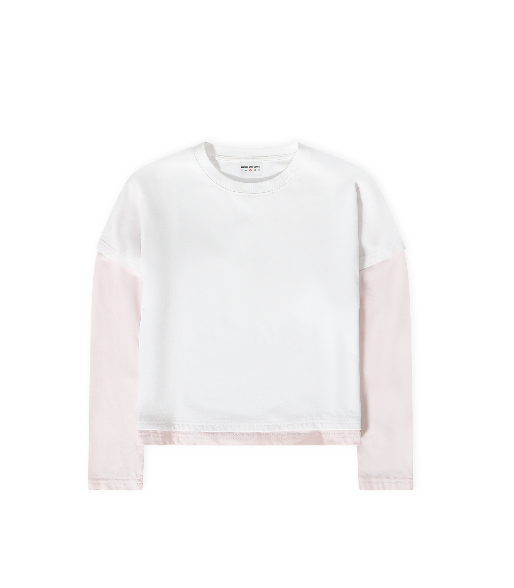 Layered L/S T-shirt - White / Soft Blush