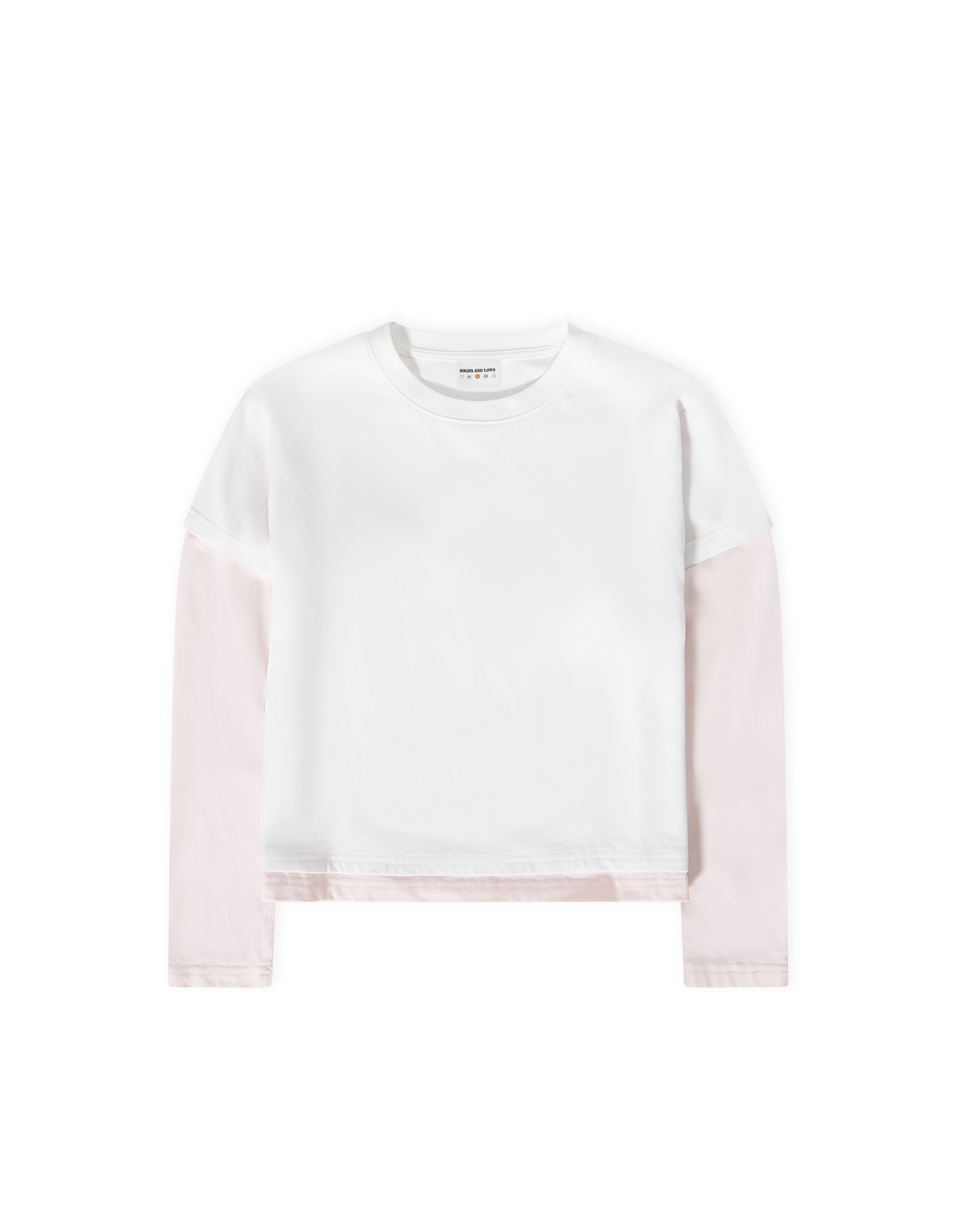 Layered L/S T-shirt - White / Soft Blush