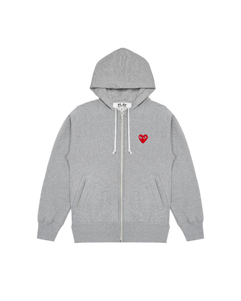 Heart Logo Zip Hoodie - Grey / Red – HIGHS AND LOWS