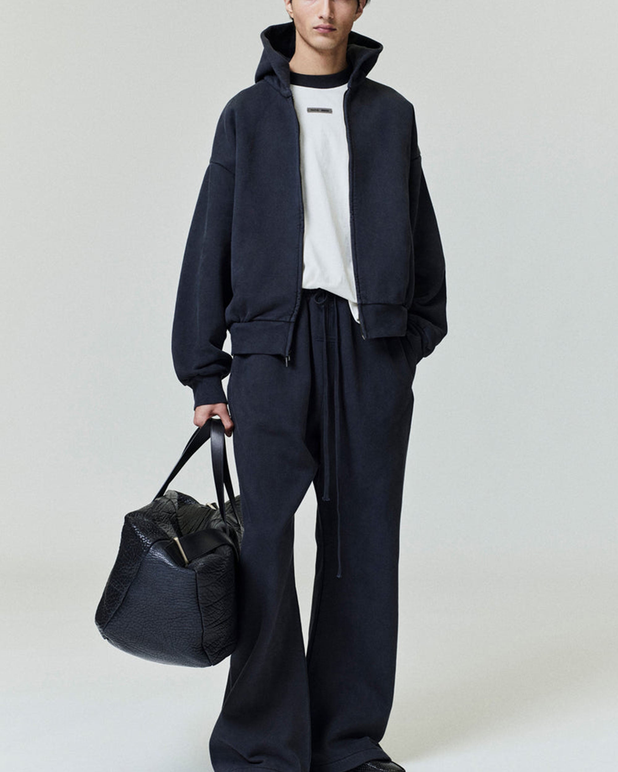 Classic Full Zip-Up Hoodie - Vintage Black