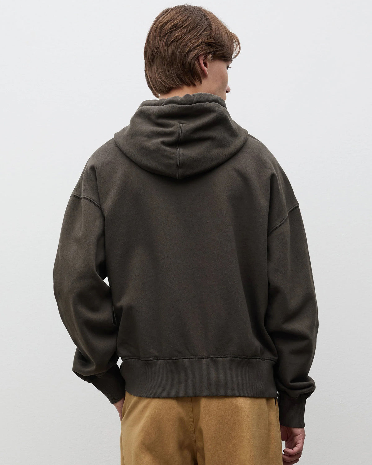 Keldur Brushed Diagonal Cotton Fleece Zip Hoodie - Beech Green