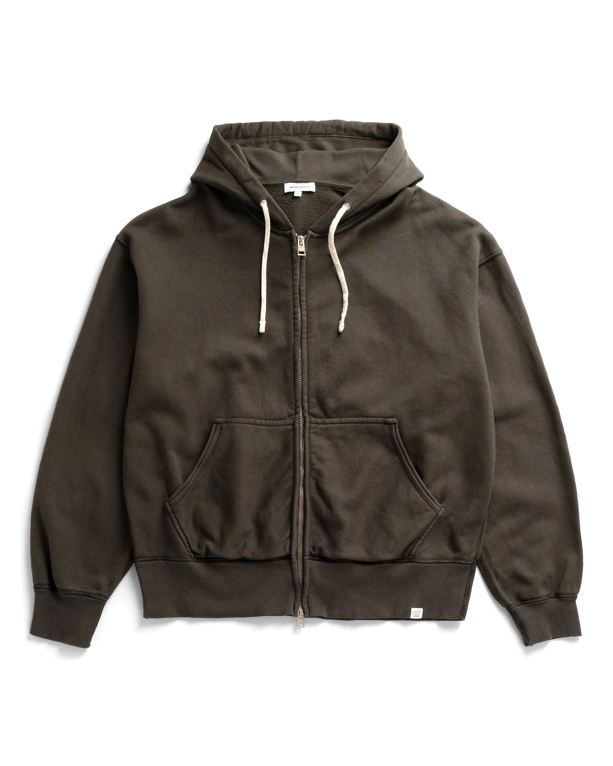 Keldur Brushed Diagonal Cotton Fleece Zip Hoodie - Beech Green