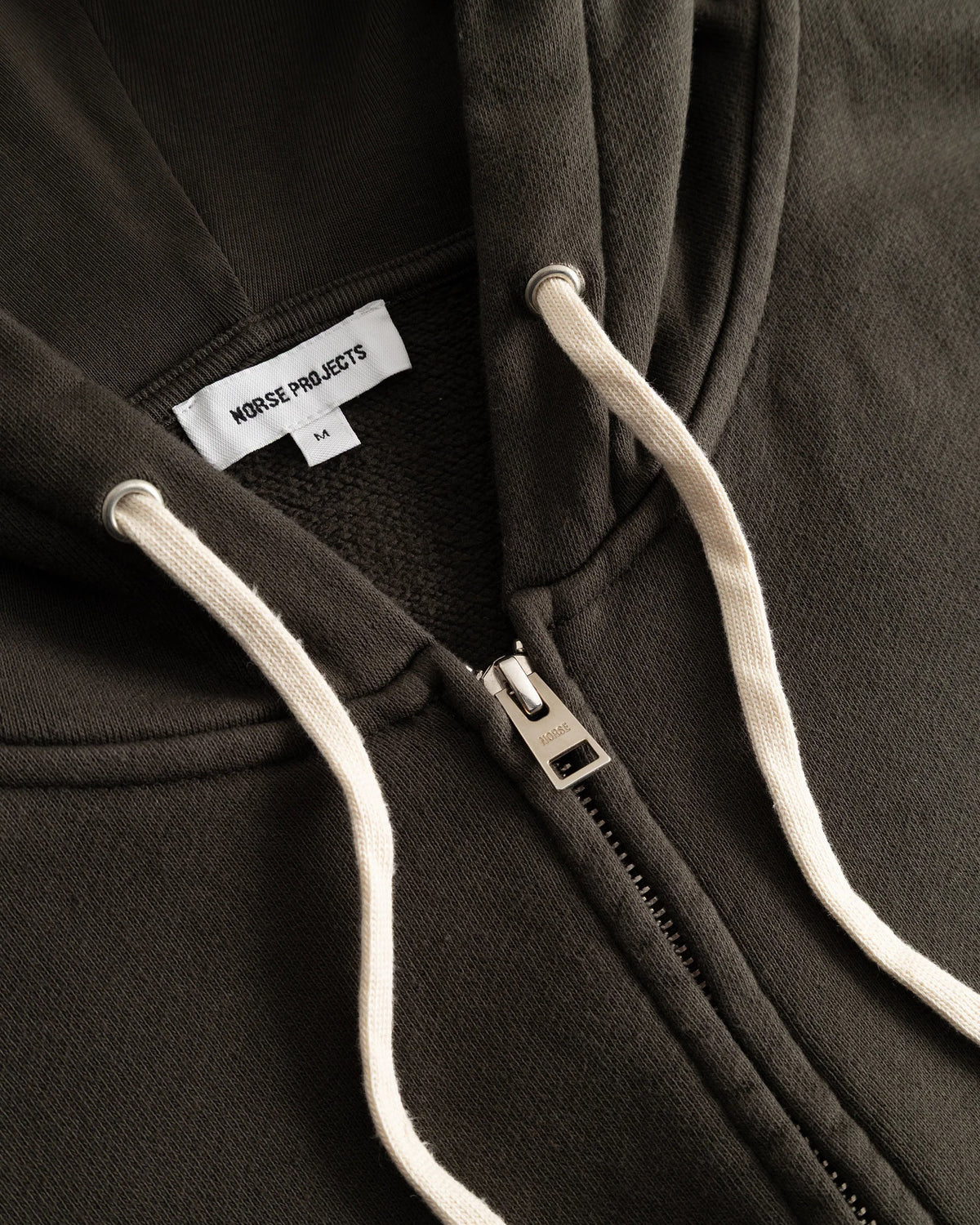 Keldur Brushed Diagonal Cotton Fleece Zip Hoodie - Beech Green