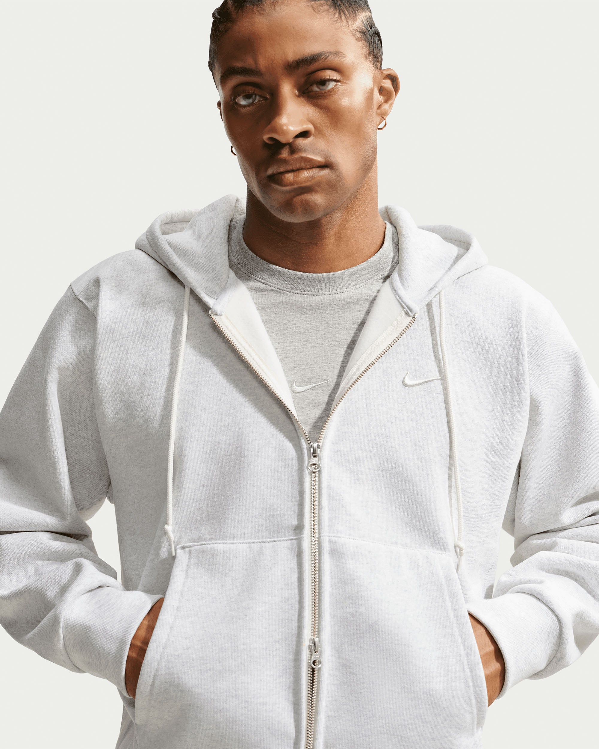 NRG NK 560 Fleece Full-Zip Hoodie - Birch Heather