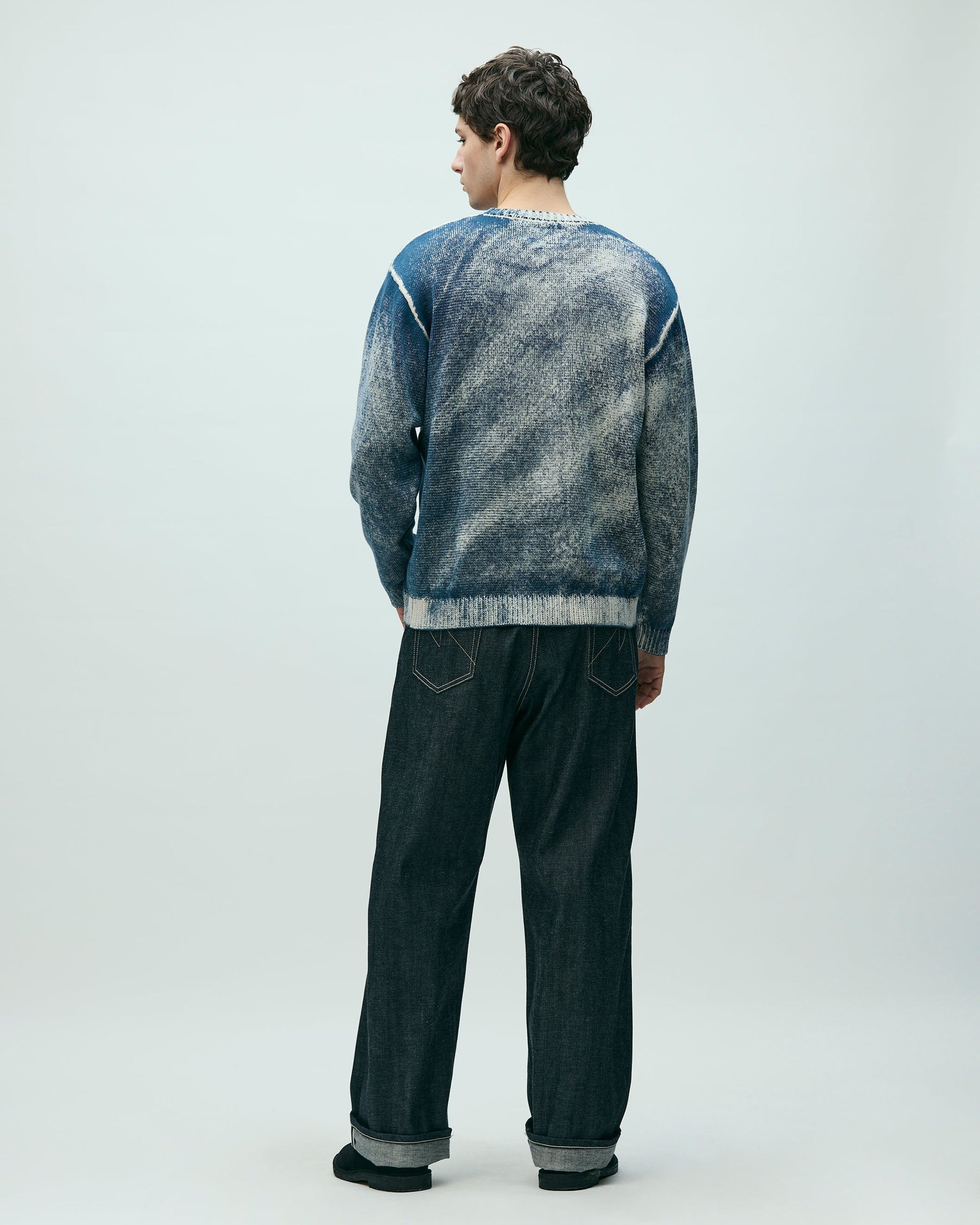 Pigment Bleed Crewneck Sweater - Navy