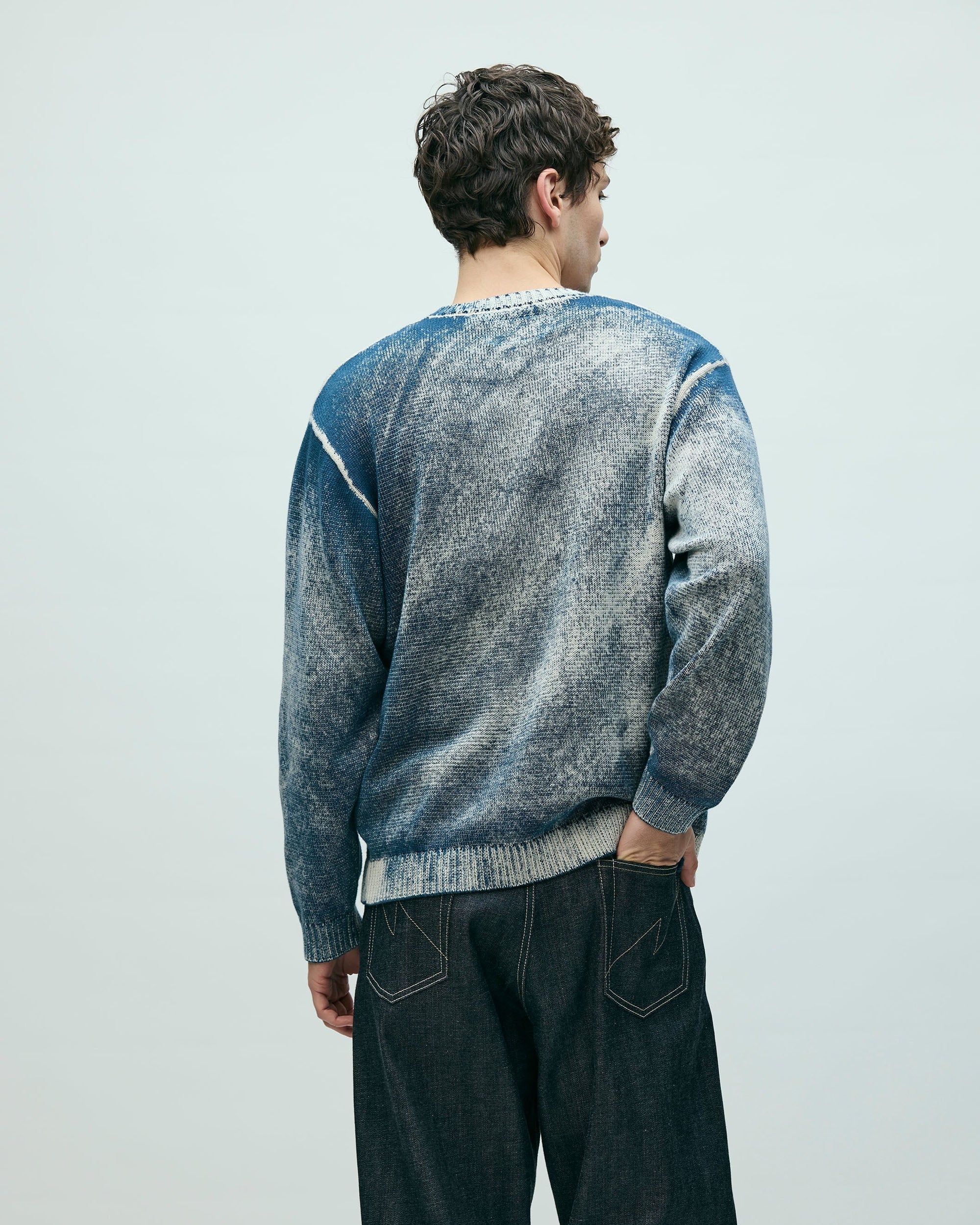 Pigment Bleed Crewneck Sweater - Navy