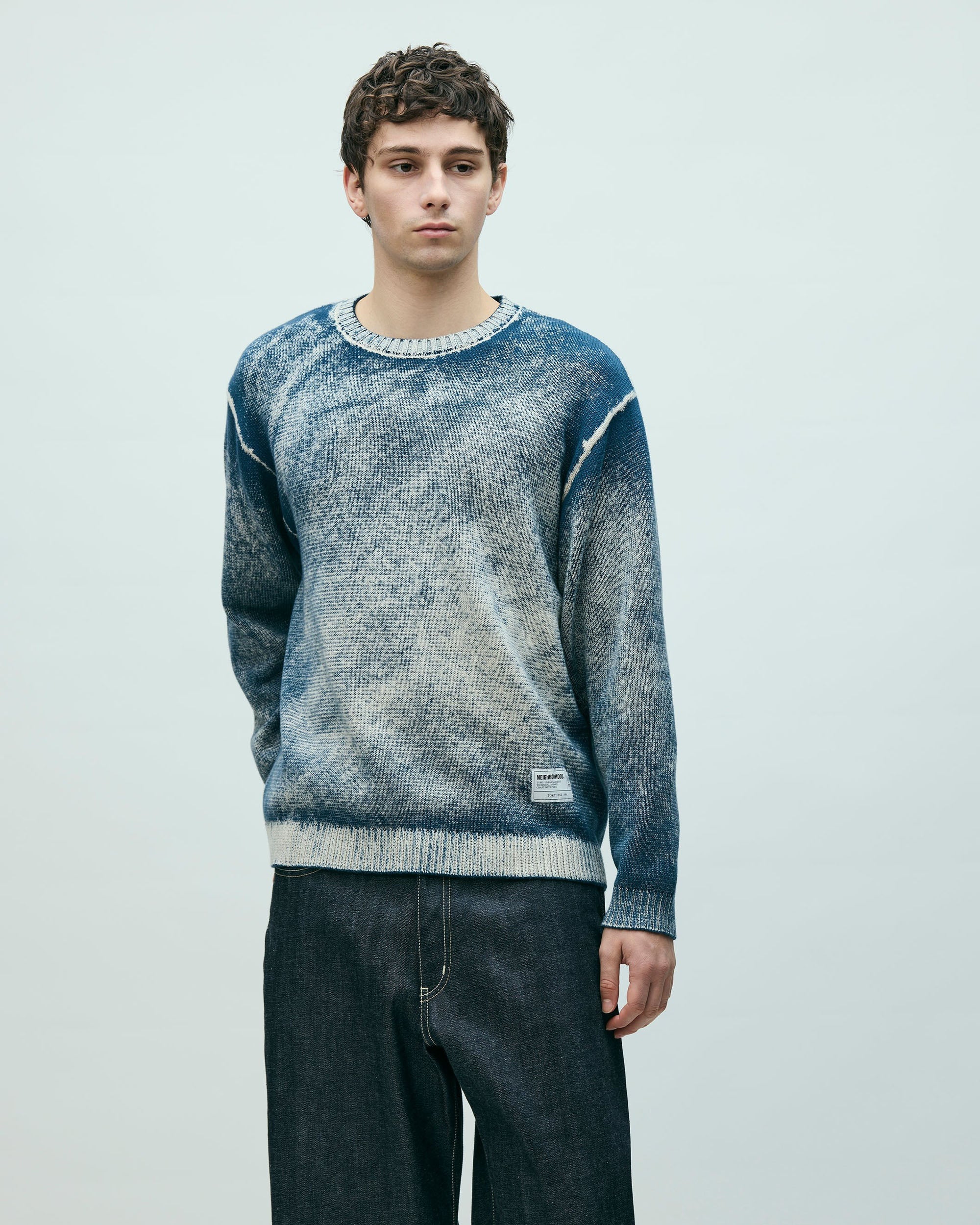 Pigment Bleed Crewneck Sweater - Navy