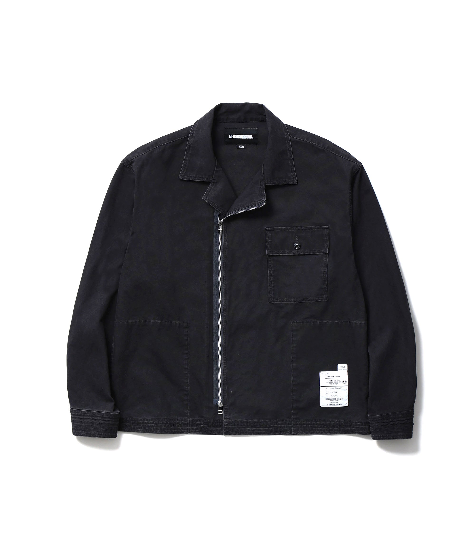 Zip Field LS Shirt - Black