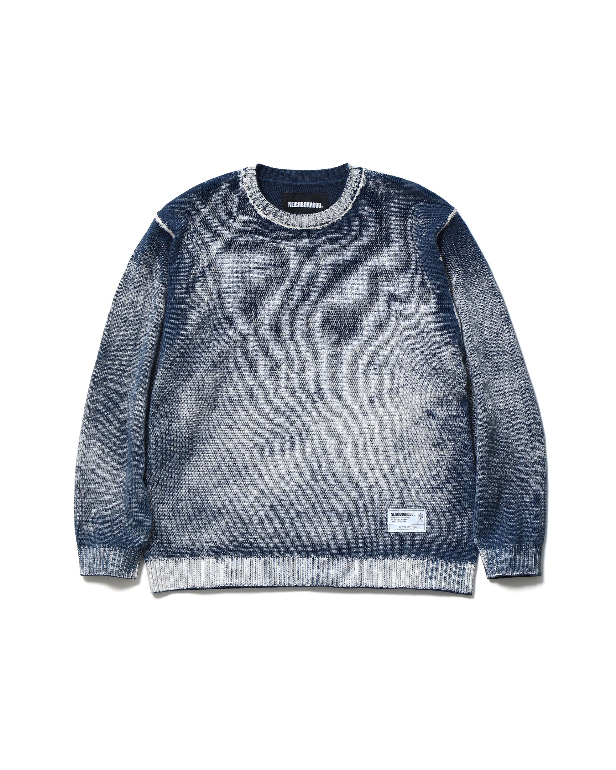 Pigment Bleed Crewneck Sweater - Navy
