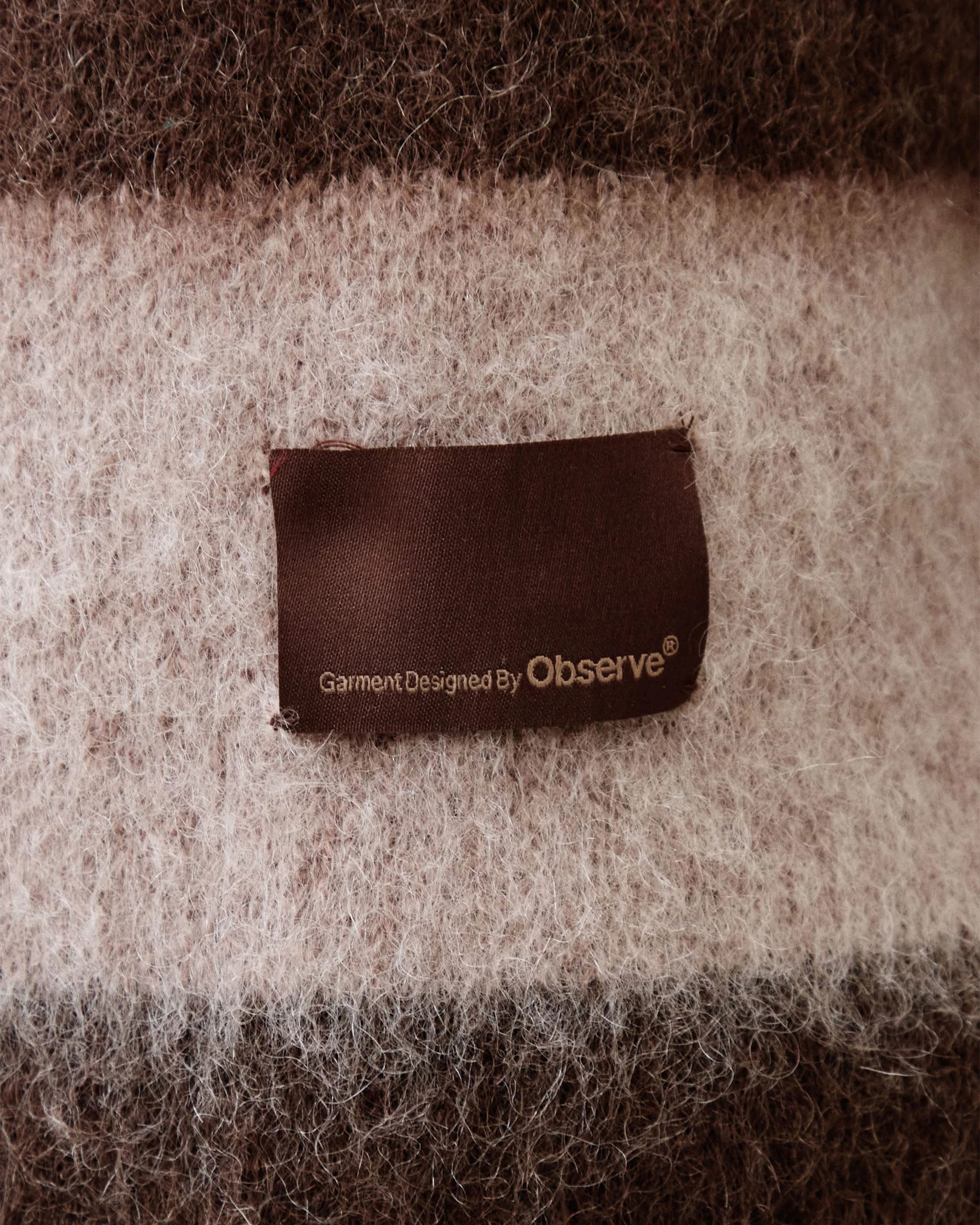 Wool Mohair Stripe Knit Sweater - Mocha