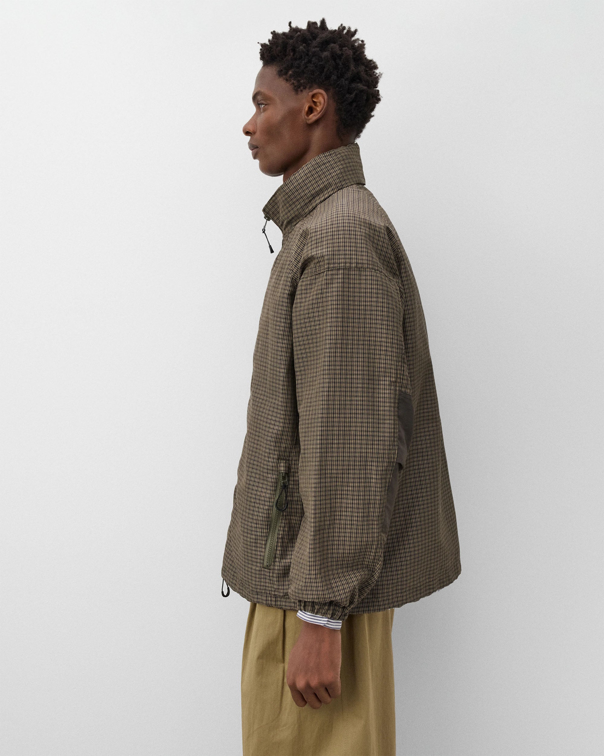 Ramie Check Jacket - Khaki