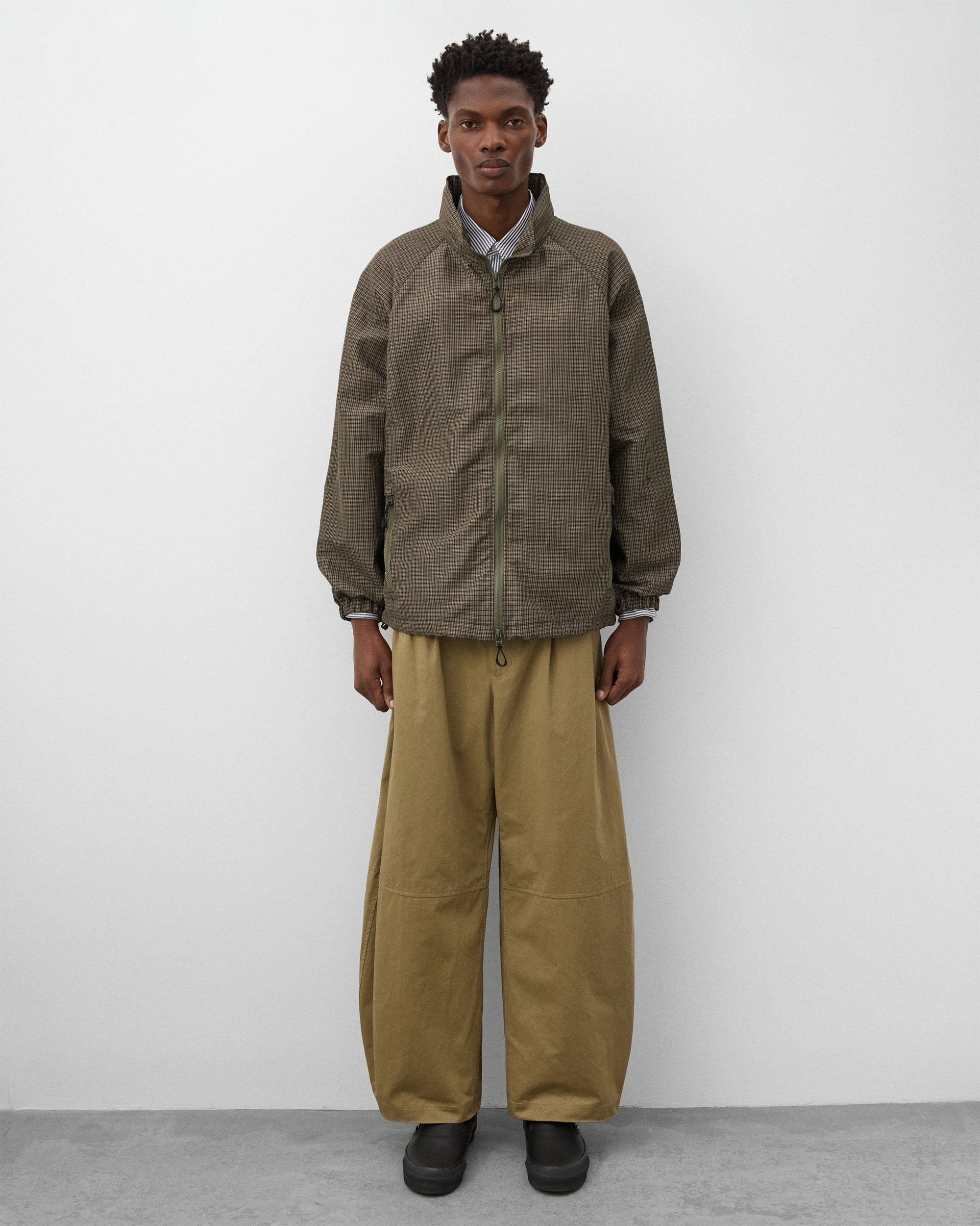 Ramie Check Jacket - Khaki