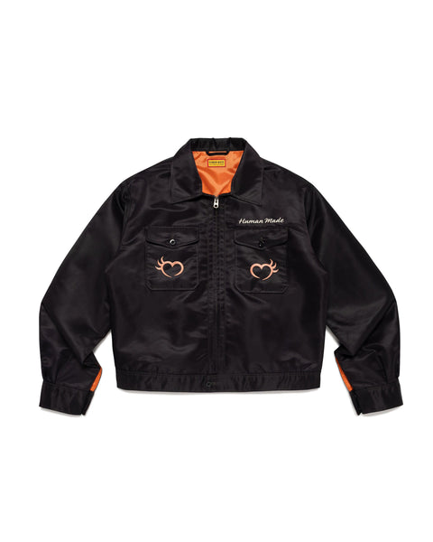 Black Souvenir Jacket | Embroidered Nylon Twill Zip-Up – HIGHS AND