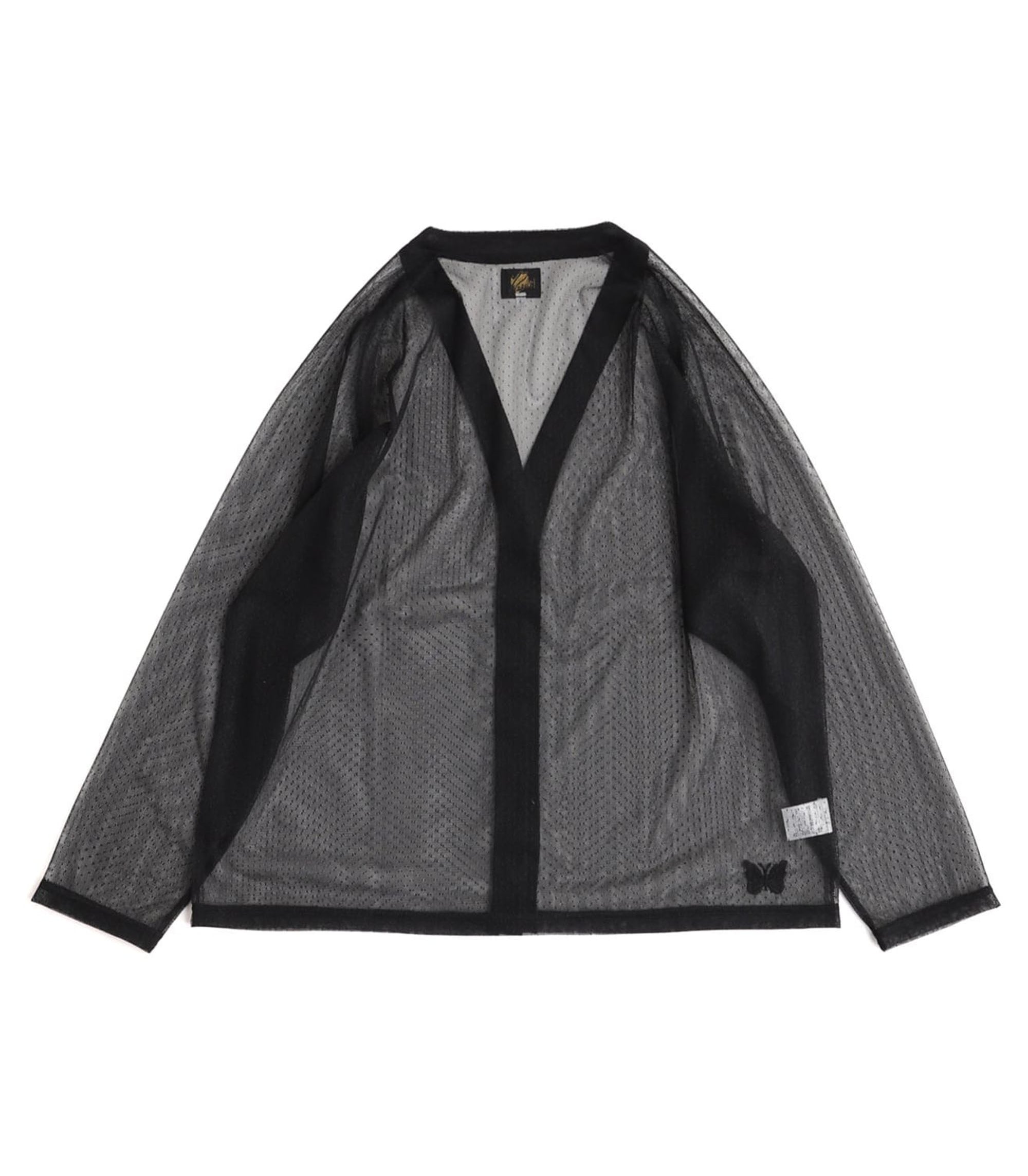 Tulle Dot Lace V-Neck Cardigan - Black