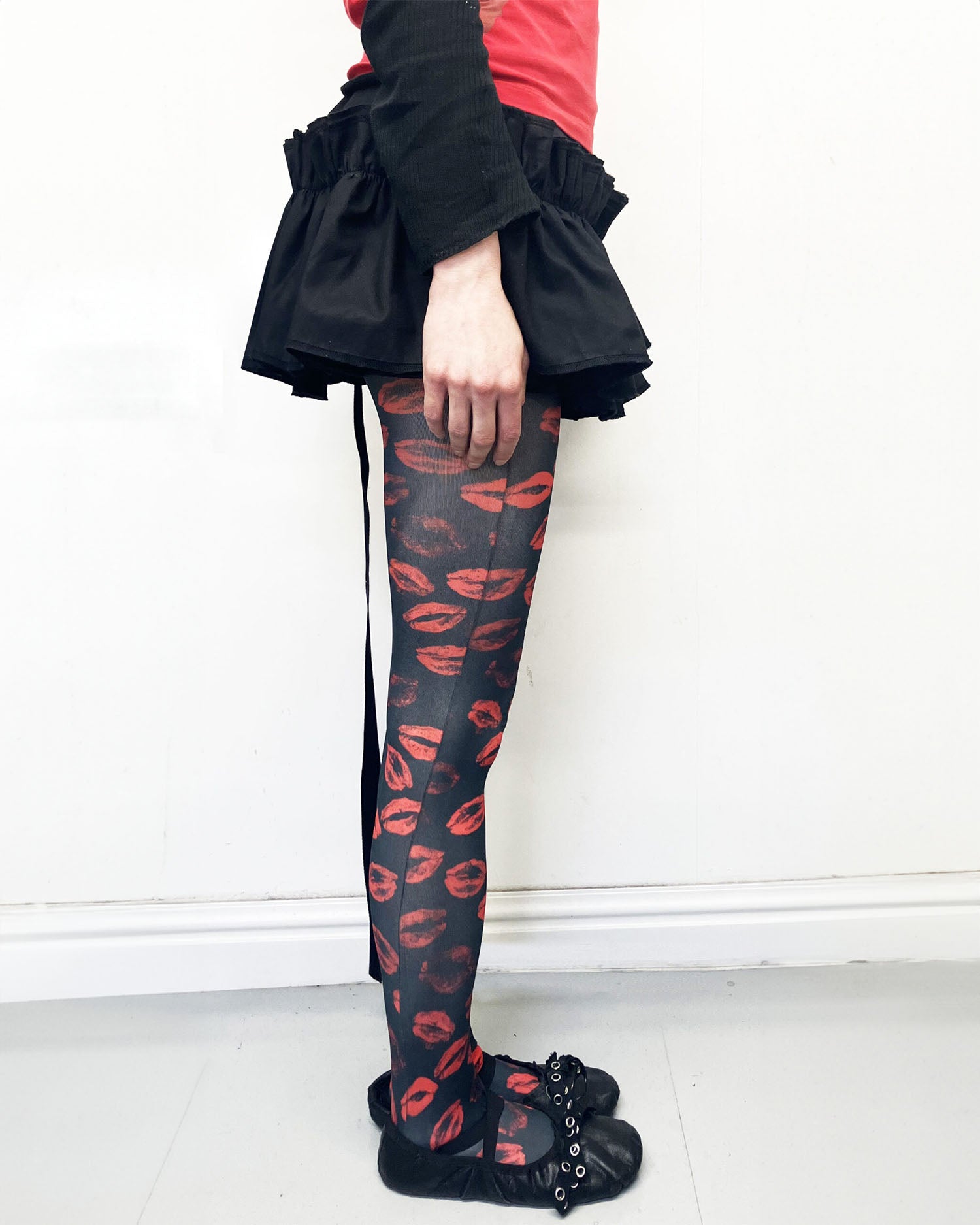 Kisses Tights - Black / Red