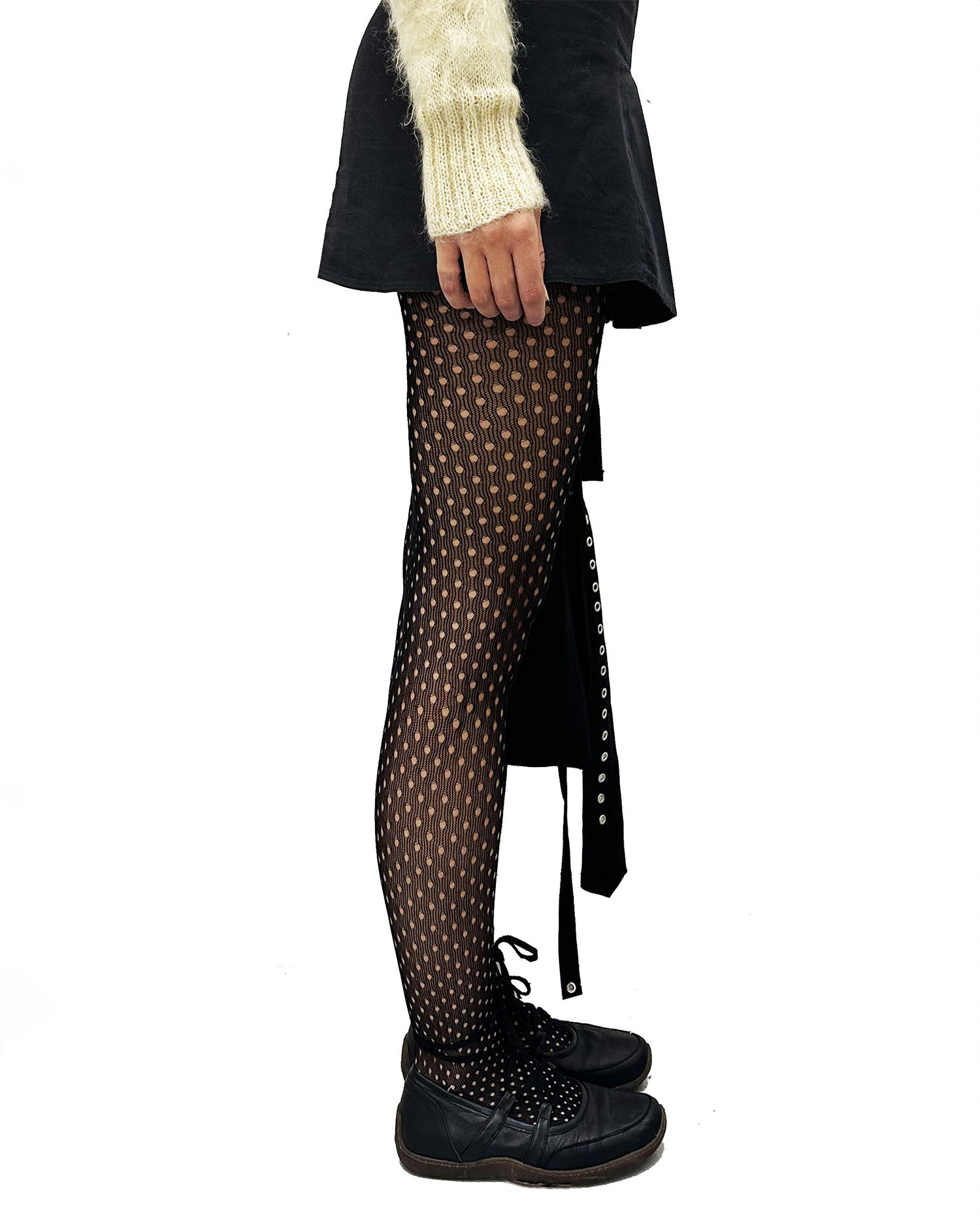 Net Polka Dot Tights - Black