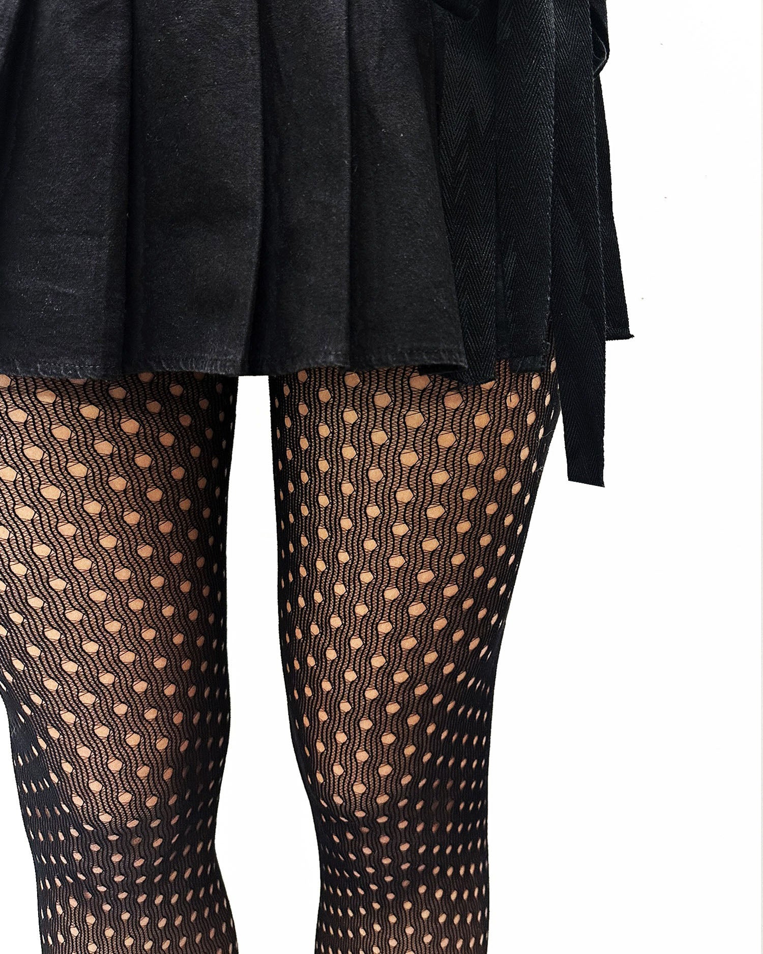 Net Polka Dot Tights - Black