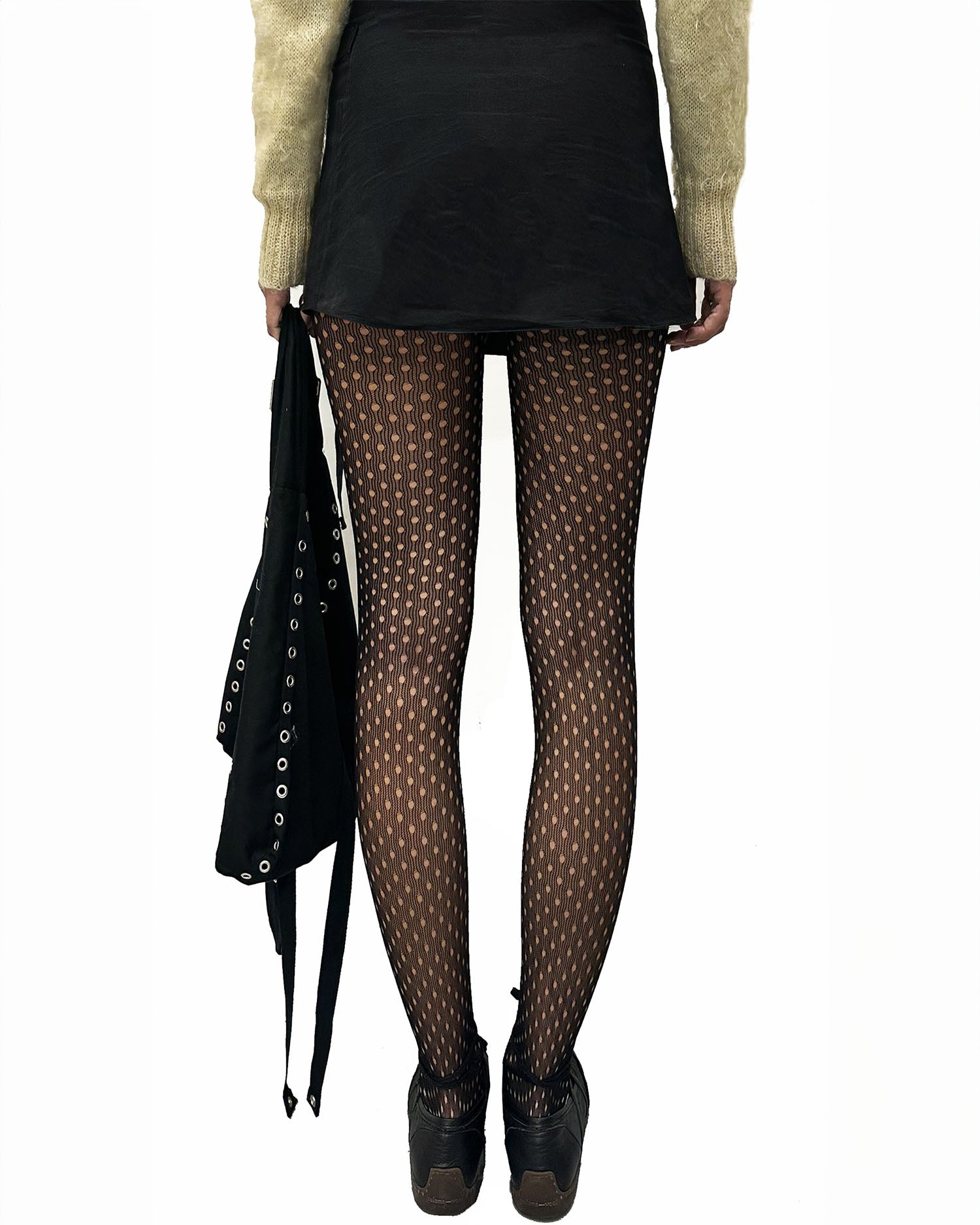 Net Polka Dot Tights - Black