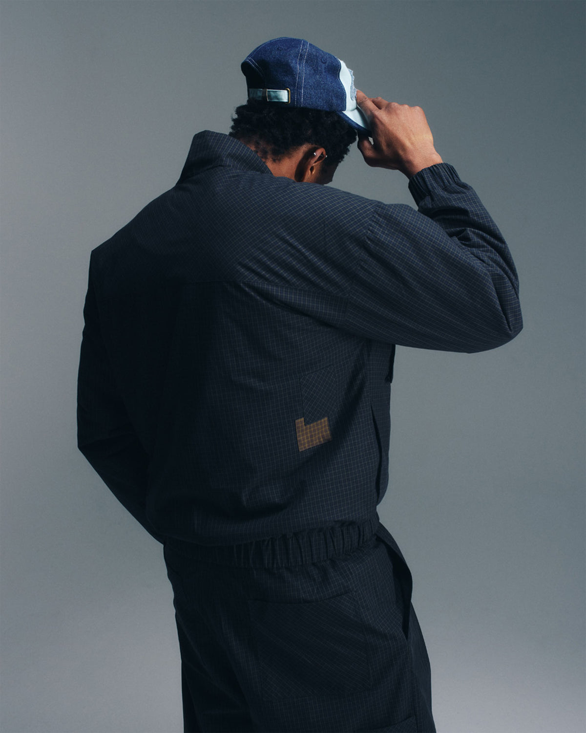 Taki Checkered Jacket - Navy