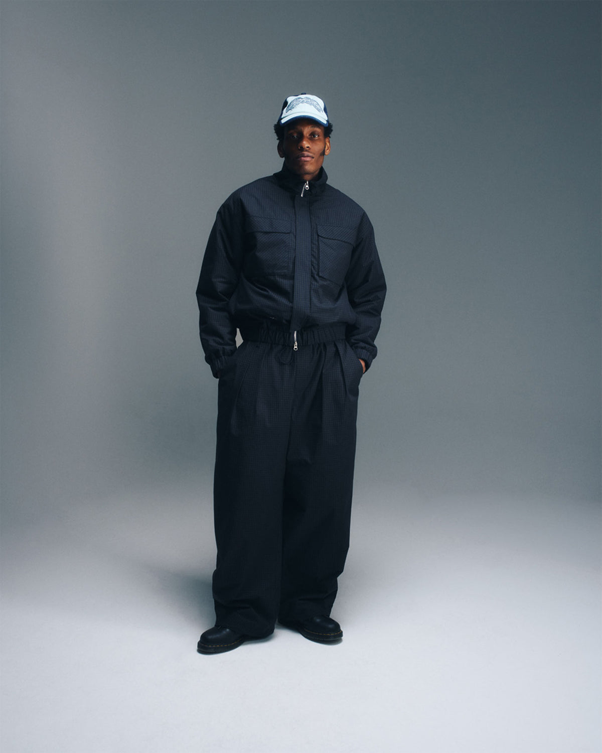 Taki Checkered Jacket - Navy