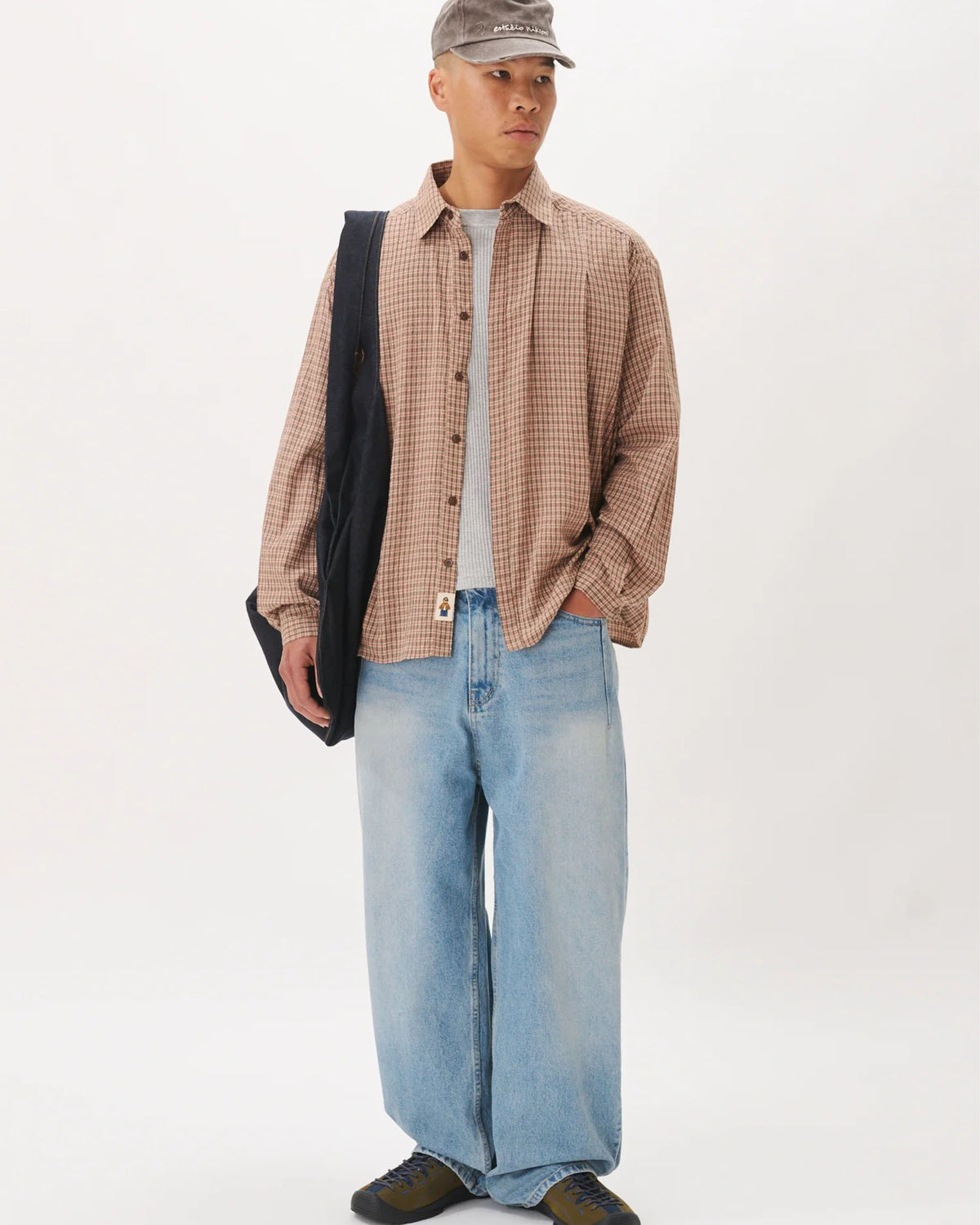 Boxy Pleated Shirt - Red Checkered
