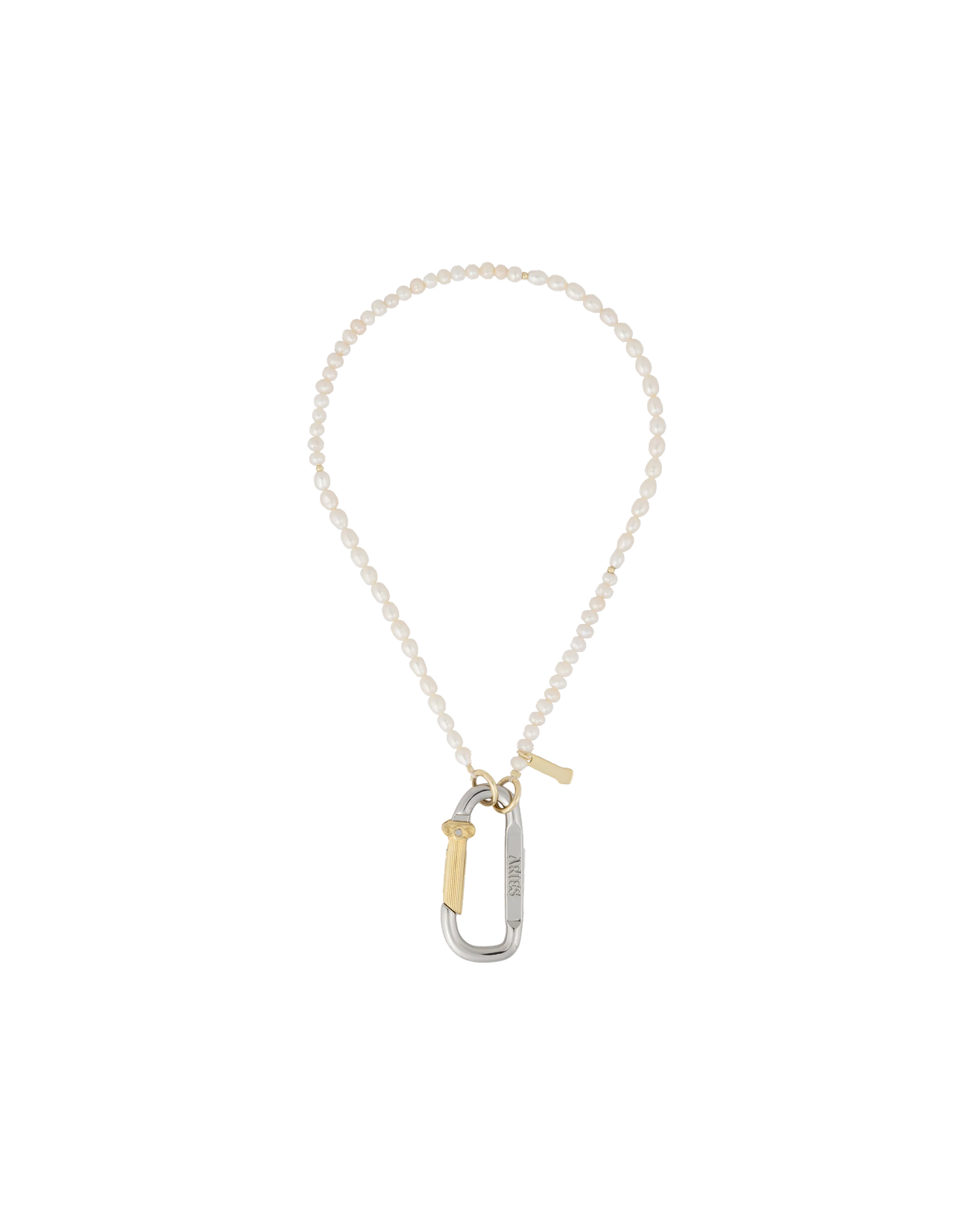 Mini Carabiner Pearl Necklace - Pearl