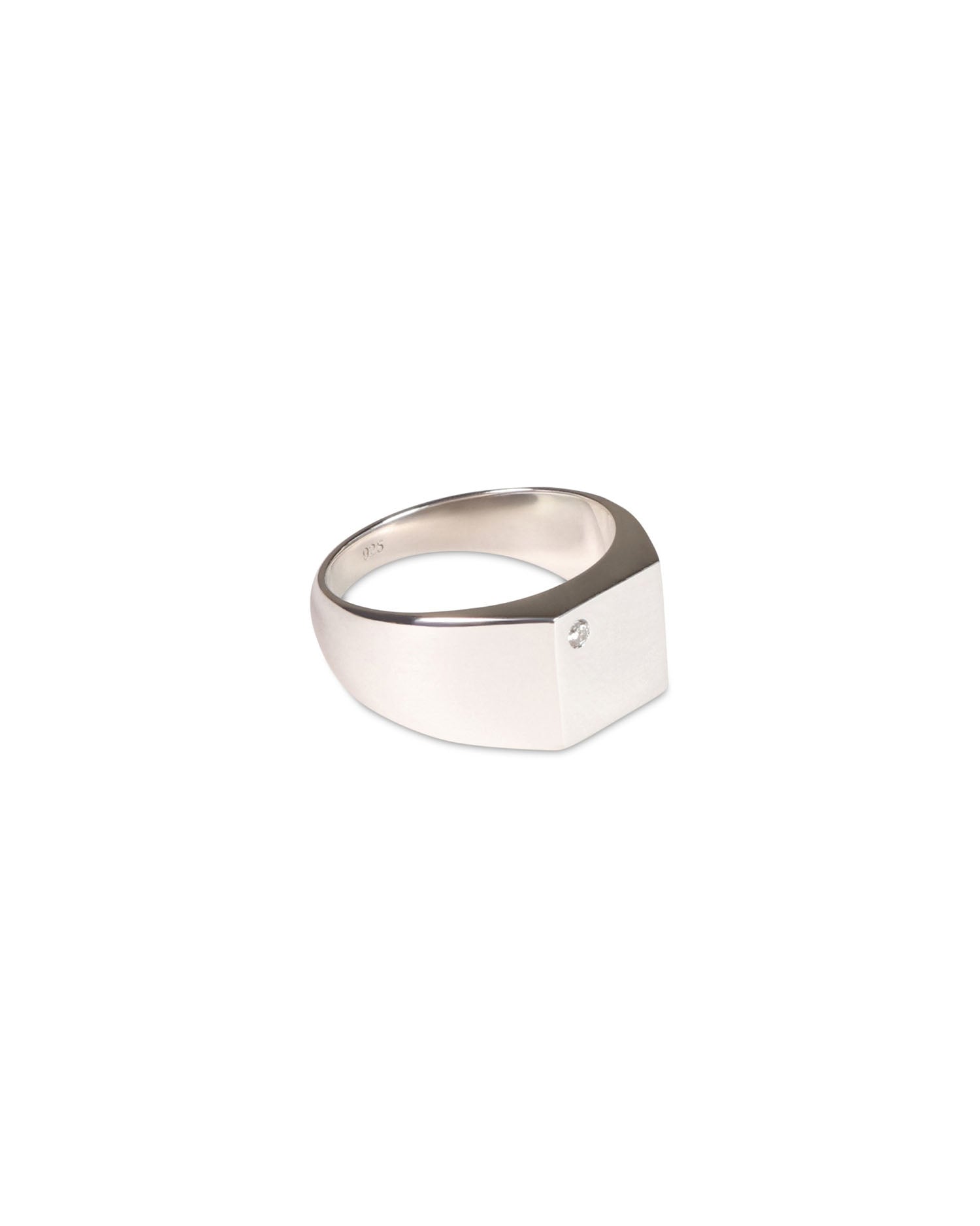 Diamond Signet Ring - 925 Sterling Silver
