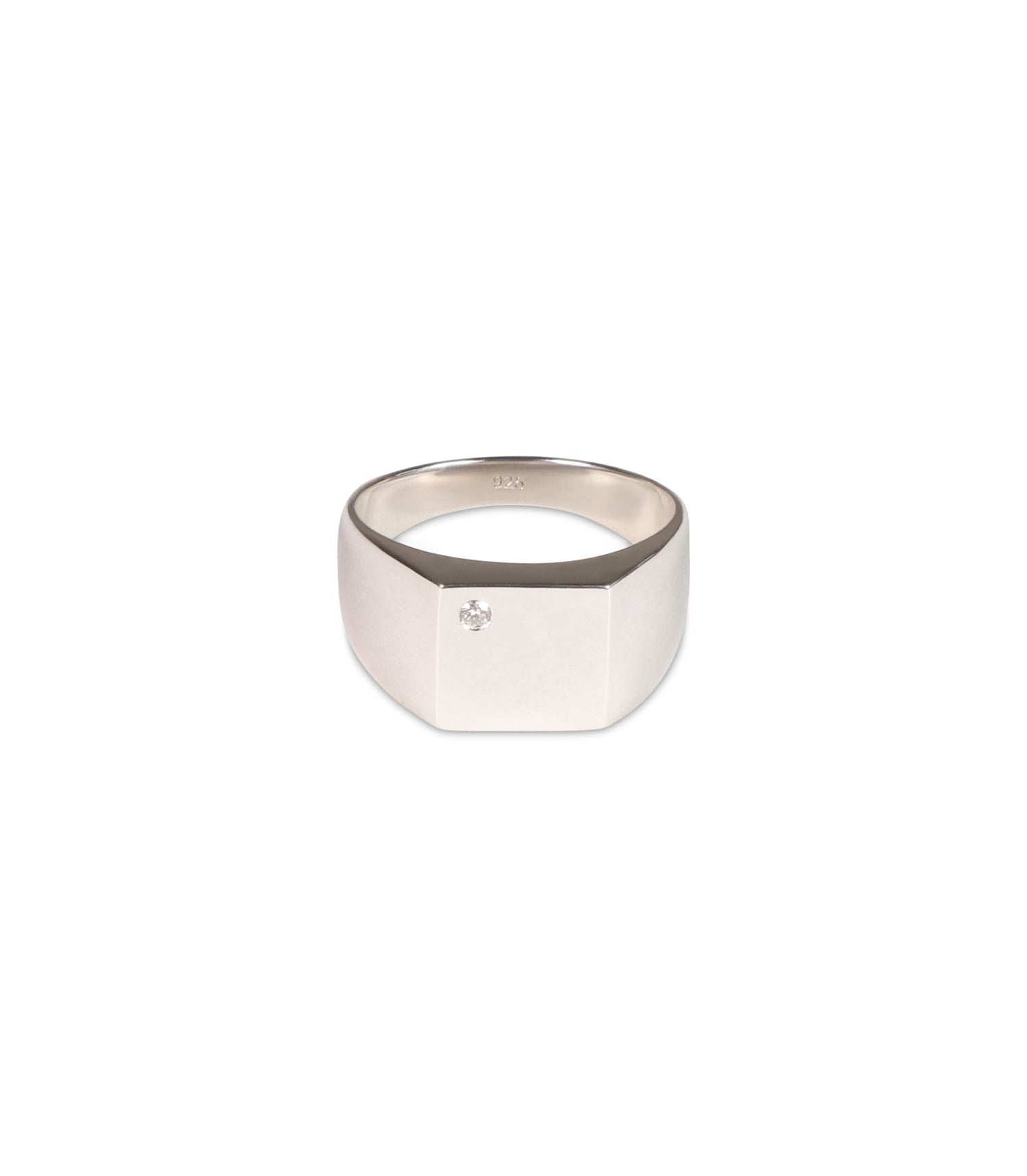 Diamond Signet Ring - 925 Sterling Silver