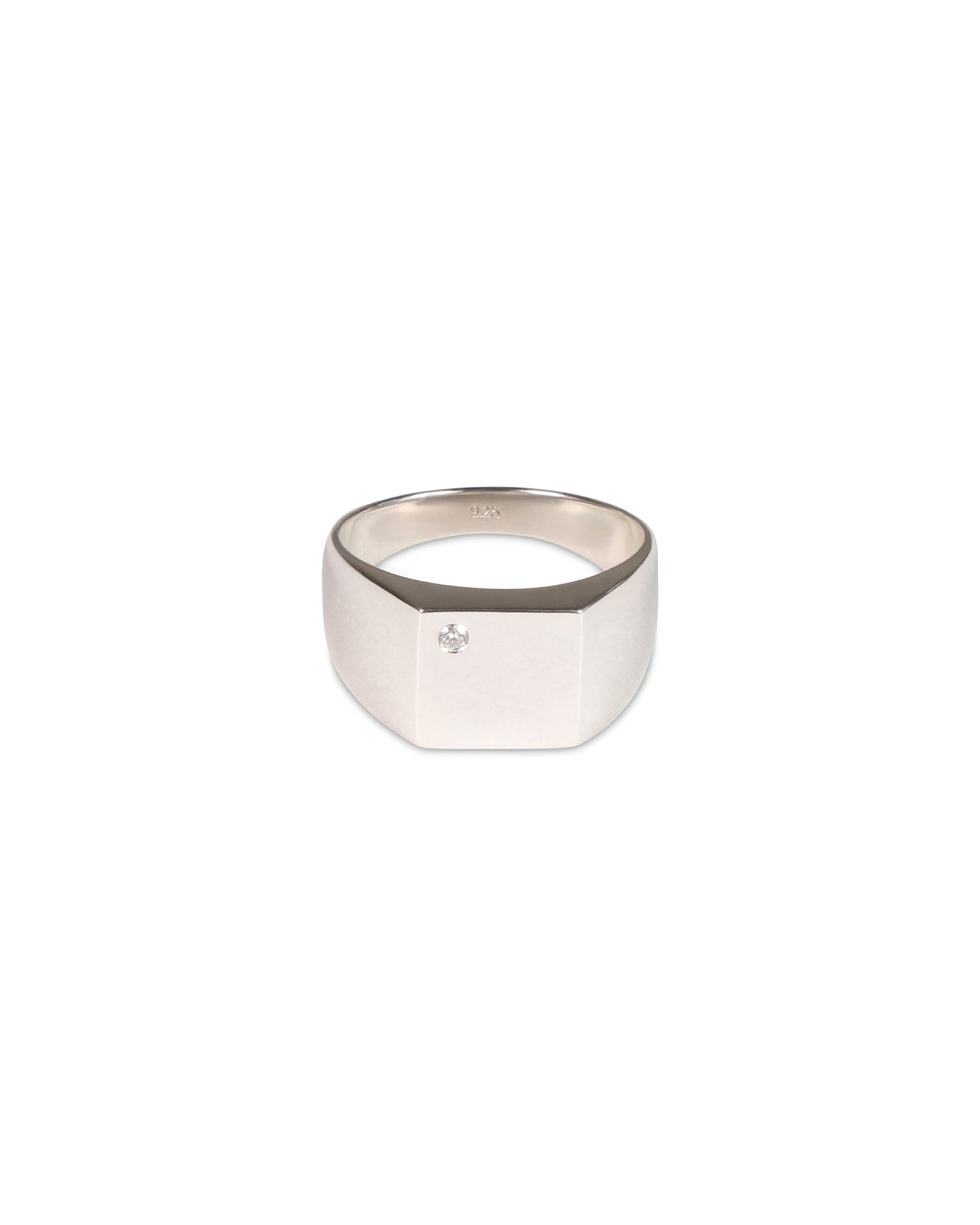 Diamond Signet Ring - 925 Sterling Silver