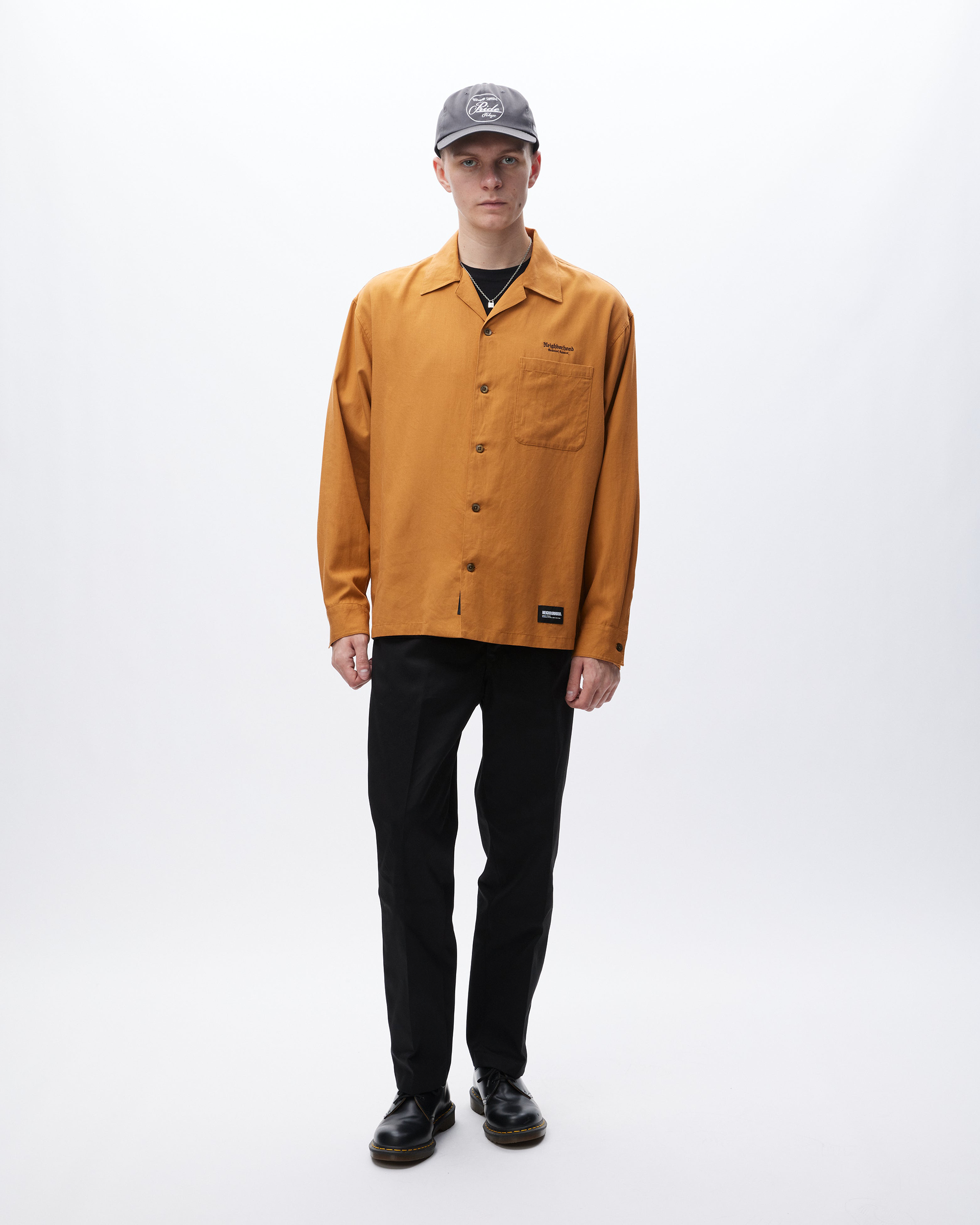Open Collar L/S Shirt - Black