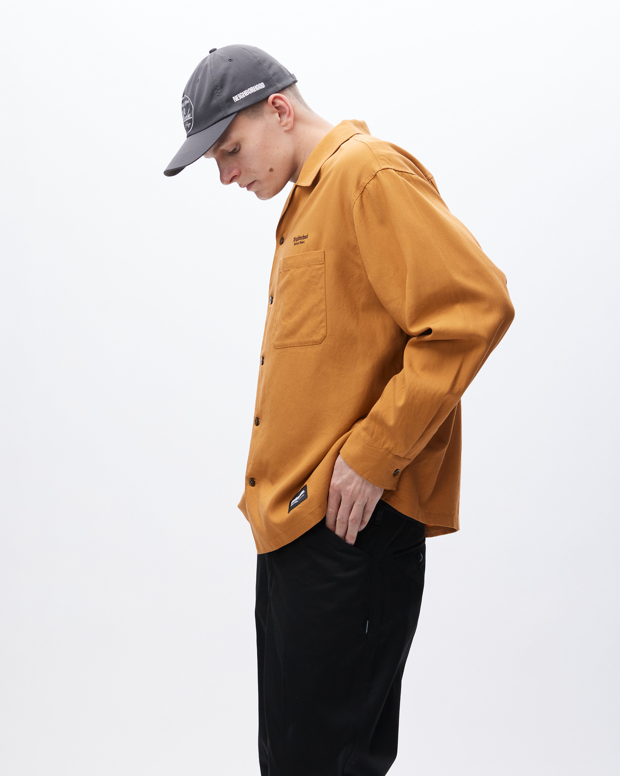 Open Collar L/S Shirt - Black