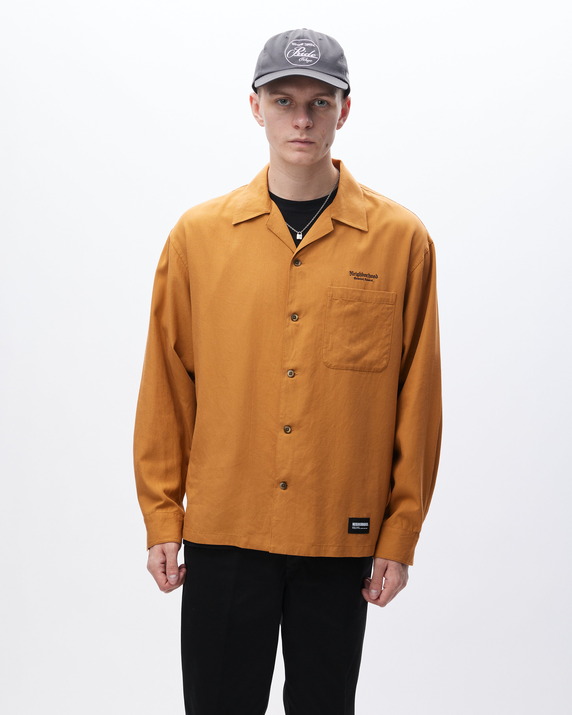 Open Collar L/S Shirt - Black