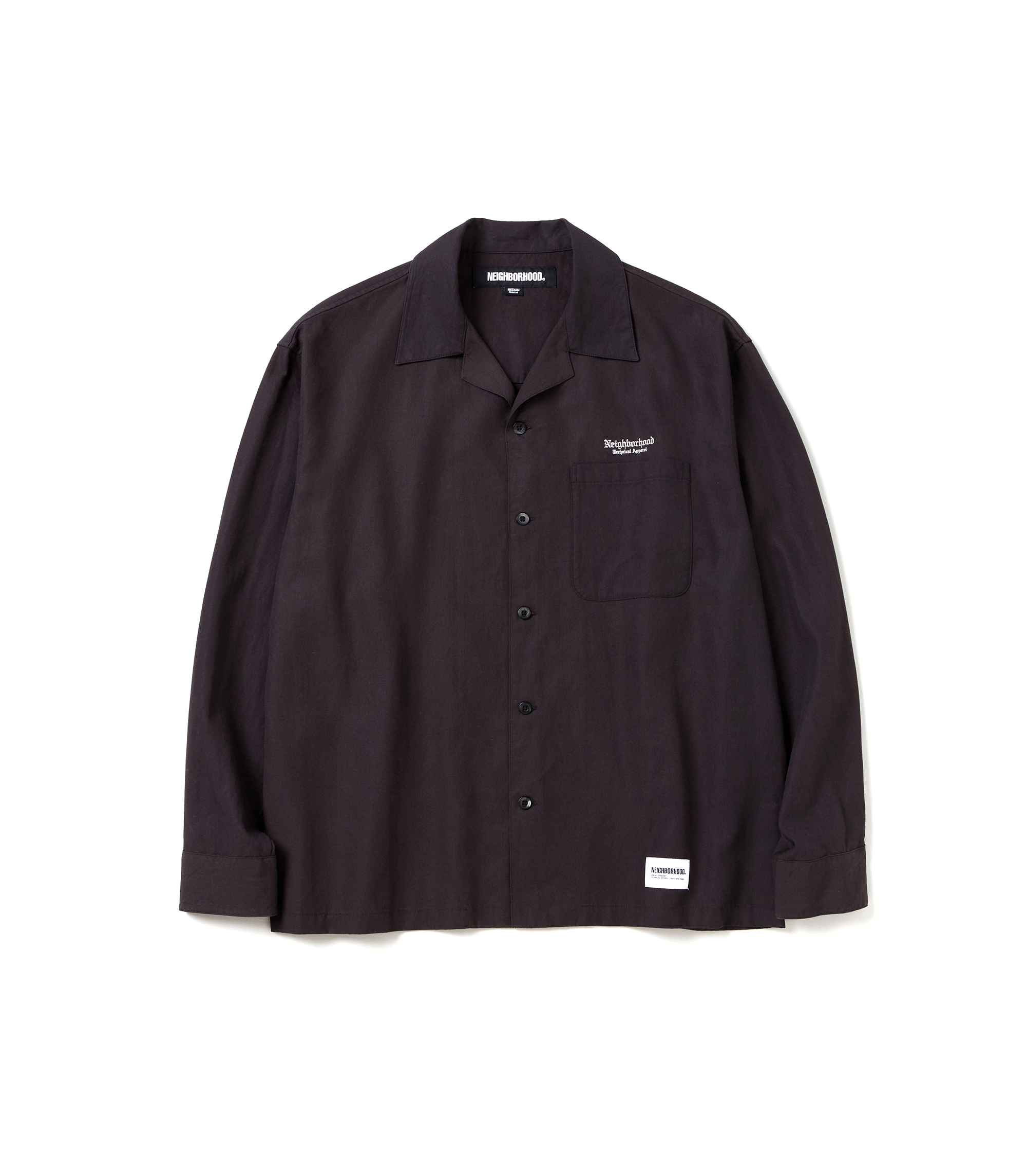 Open Collar L/S Shirt - Black