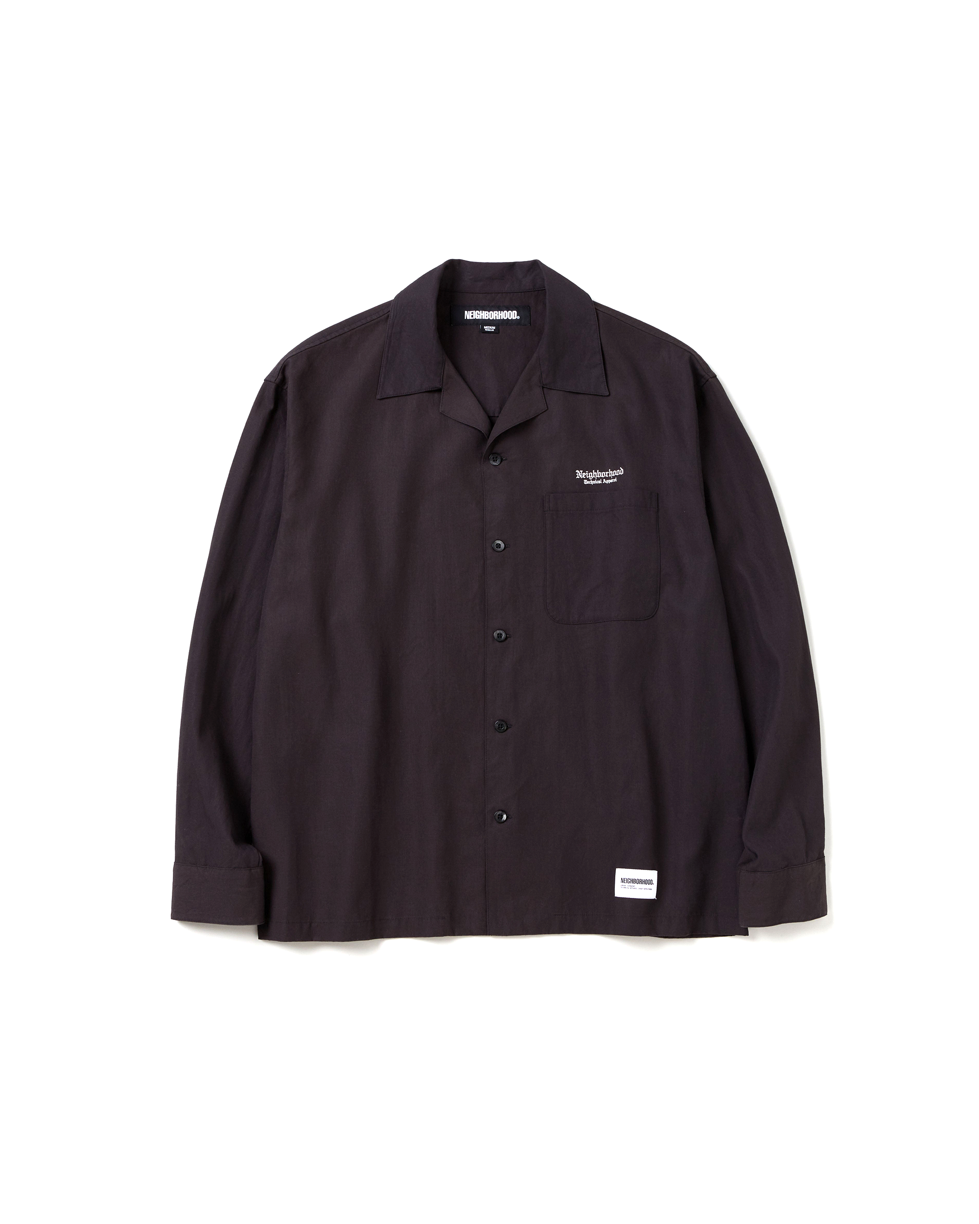 Open Collar L/S Shirt - Black