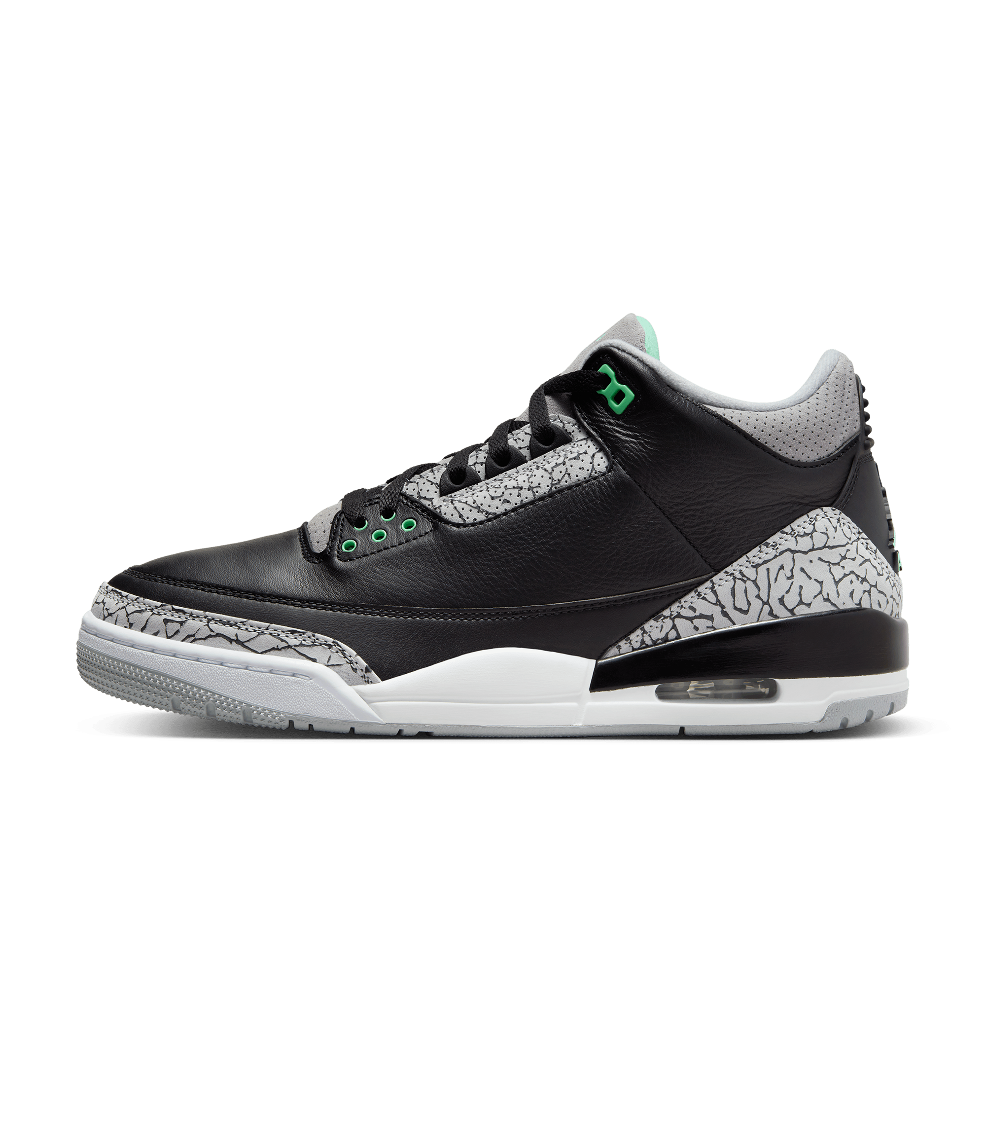 Air Jordan 3 Retro - Black / Wolf Grey / White / Green Glow