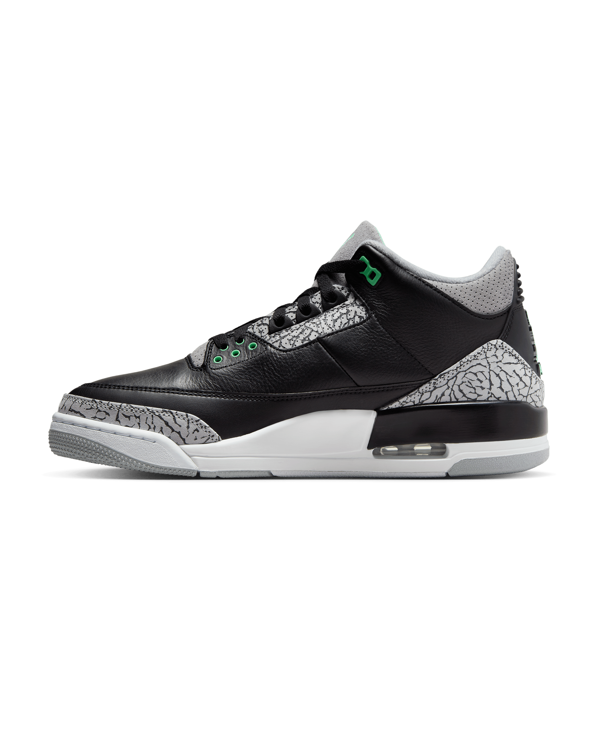 Air Jordan 3 Retro - Black / Wolf Grey / White / Green Glow