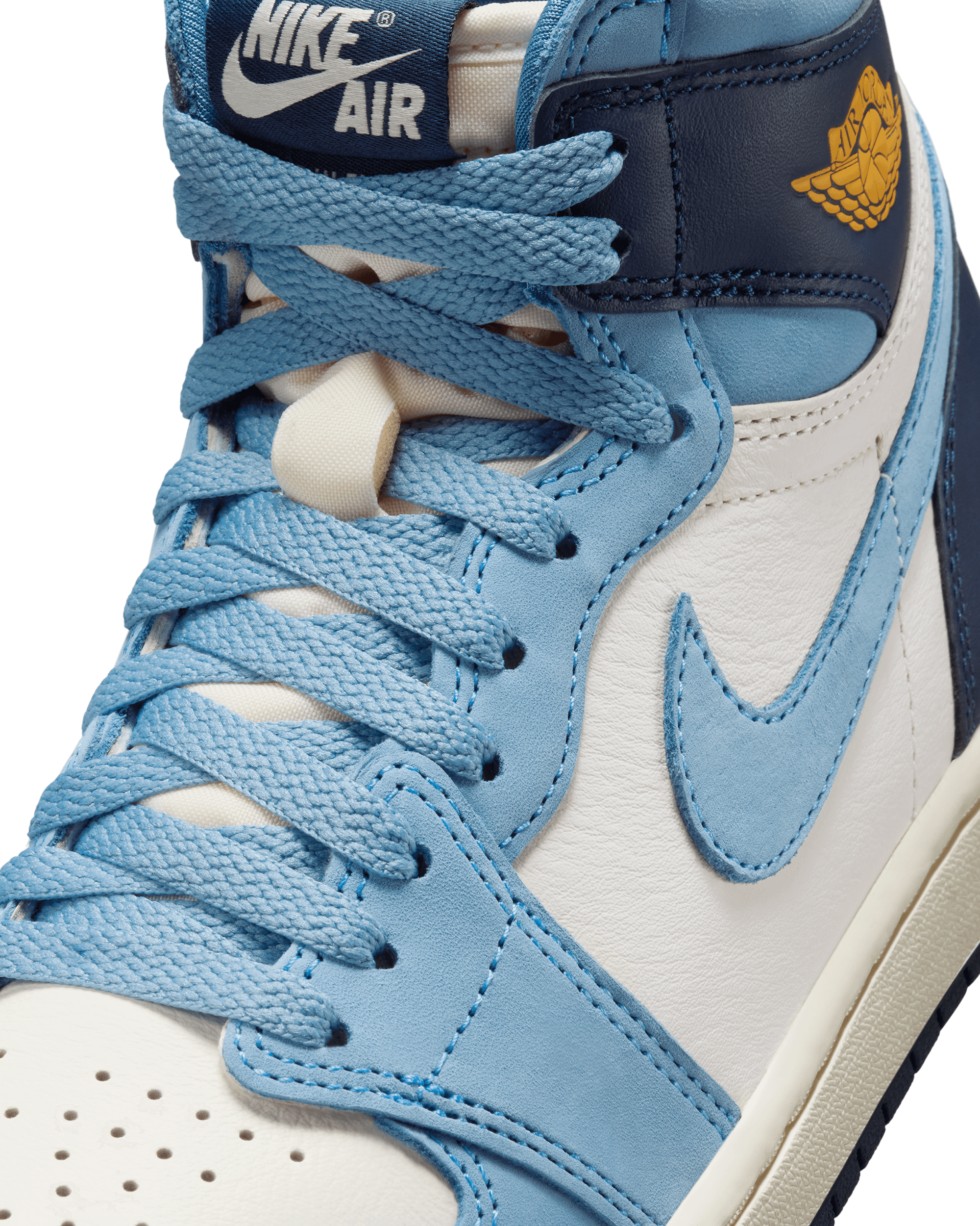 Womens Air Jordan 1 Retro Hi OG "First in Flight" - University Blue / University Gold / Sail