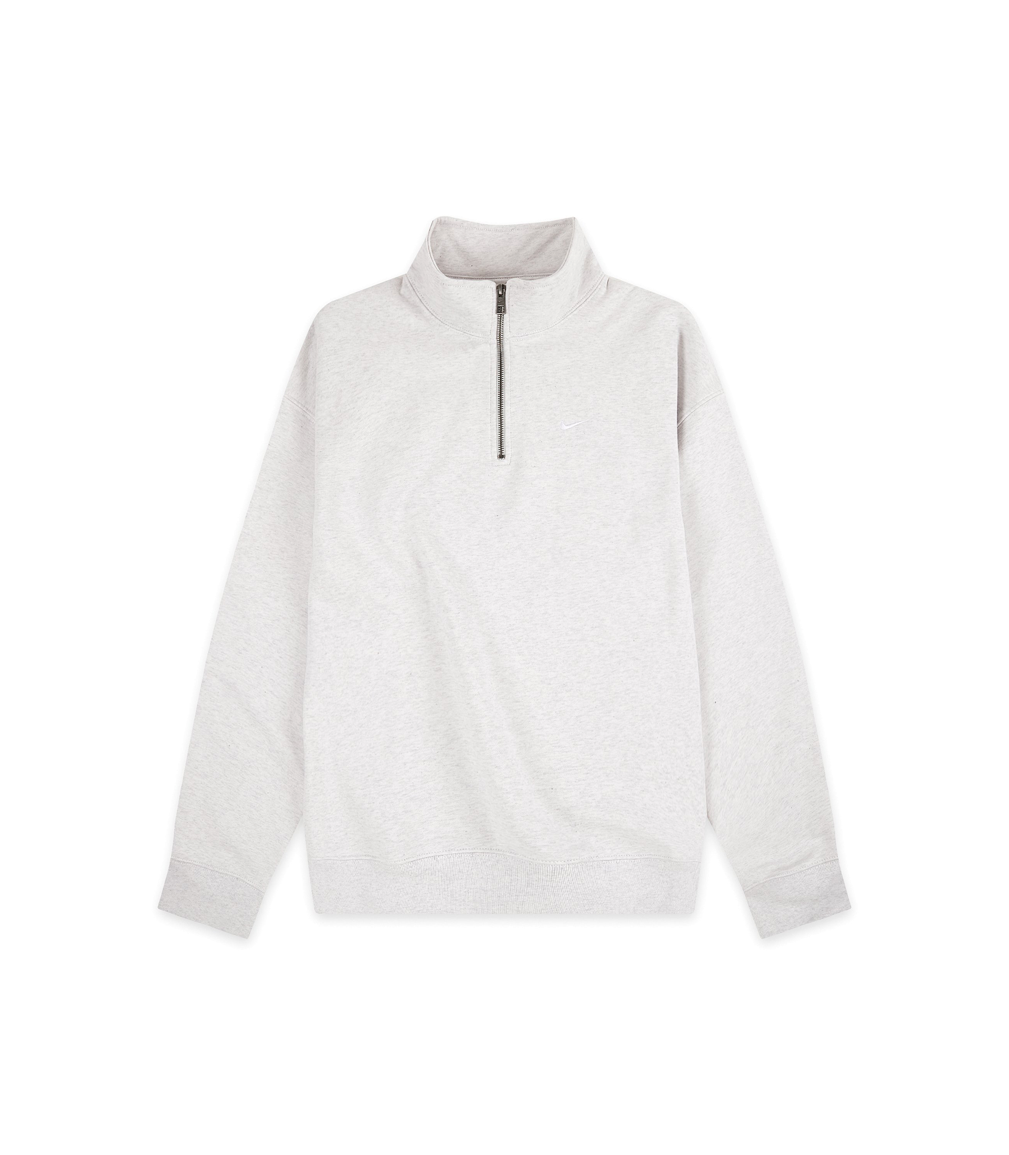 Solo Swoosh Quarter Zip Sweatshirt - BIRCH HEATHER / WHITE