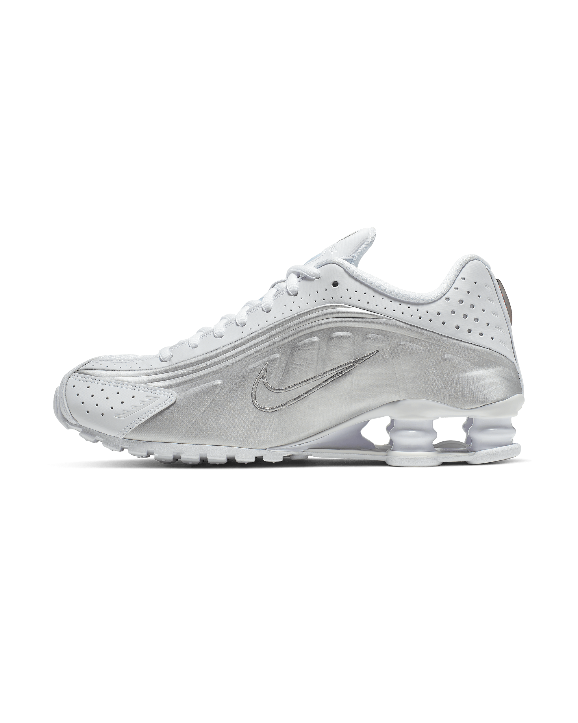 Womens Shox R4 - White / Metallic Silver / Max Orange