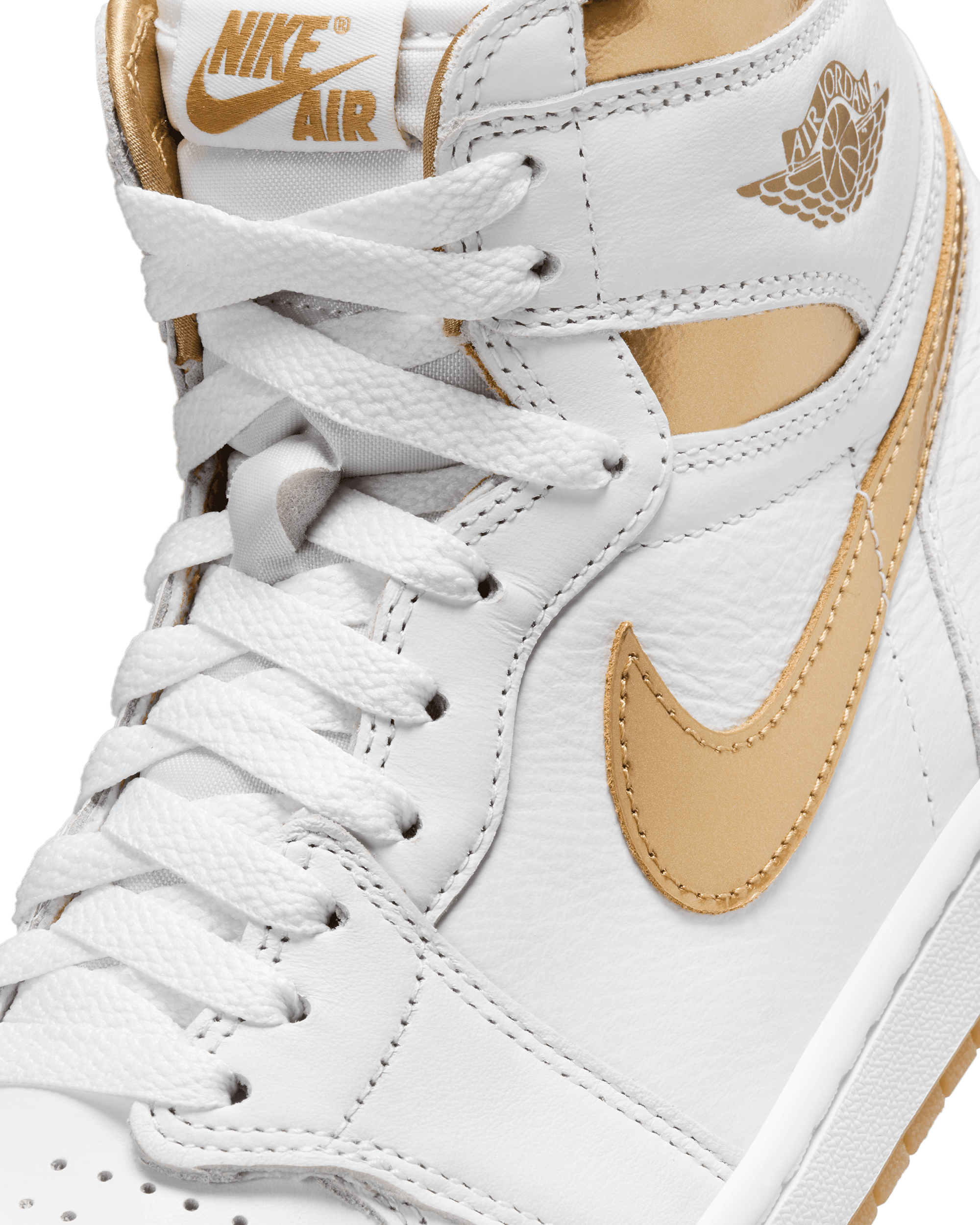 Womens Air Jordan 1 Retro Hi OG - White / Metallic Gold / Gum Light Brown