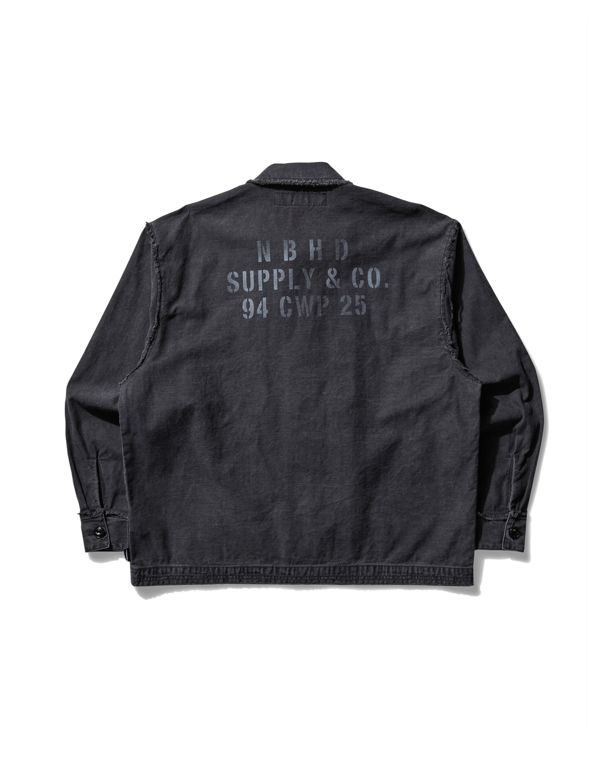 Untrimmed Zip L/S Shirt - Black
