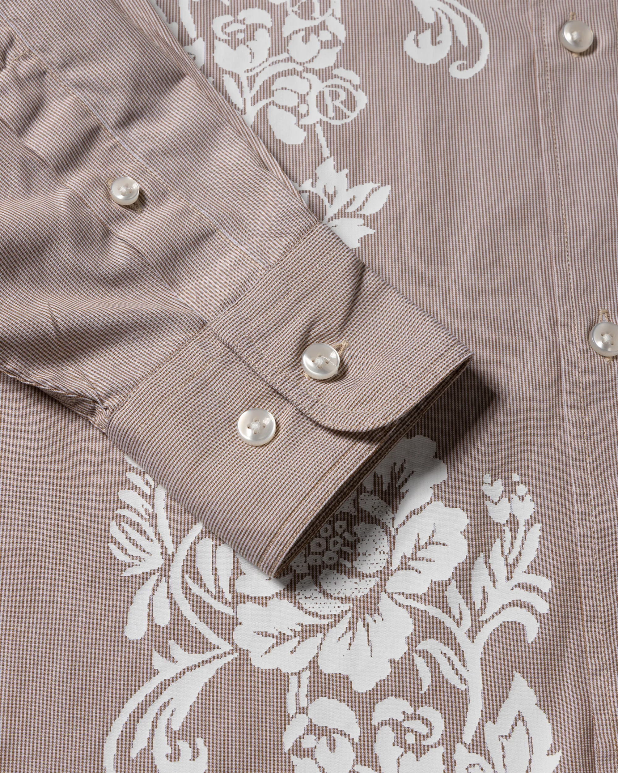 Lace Overprinted Poplin Shirt Baby Fit - Brown