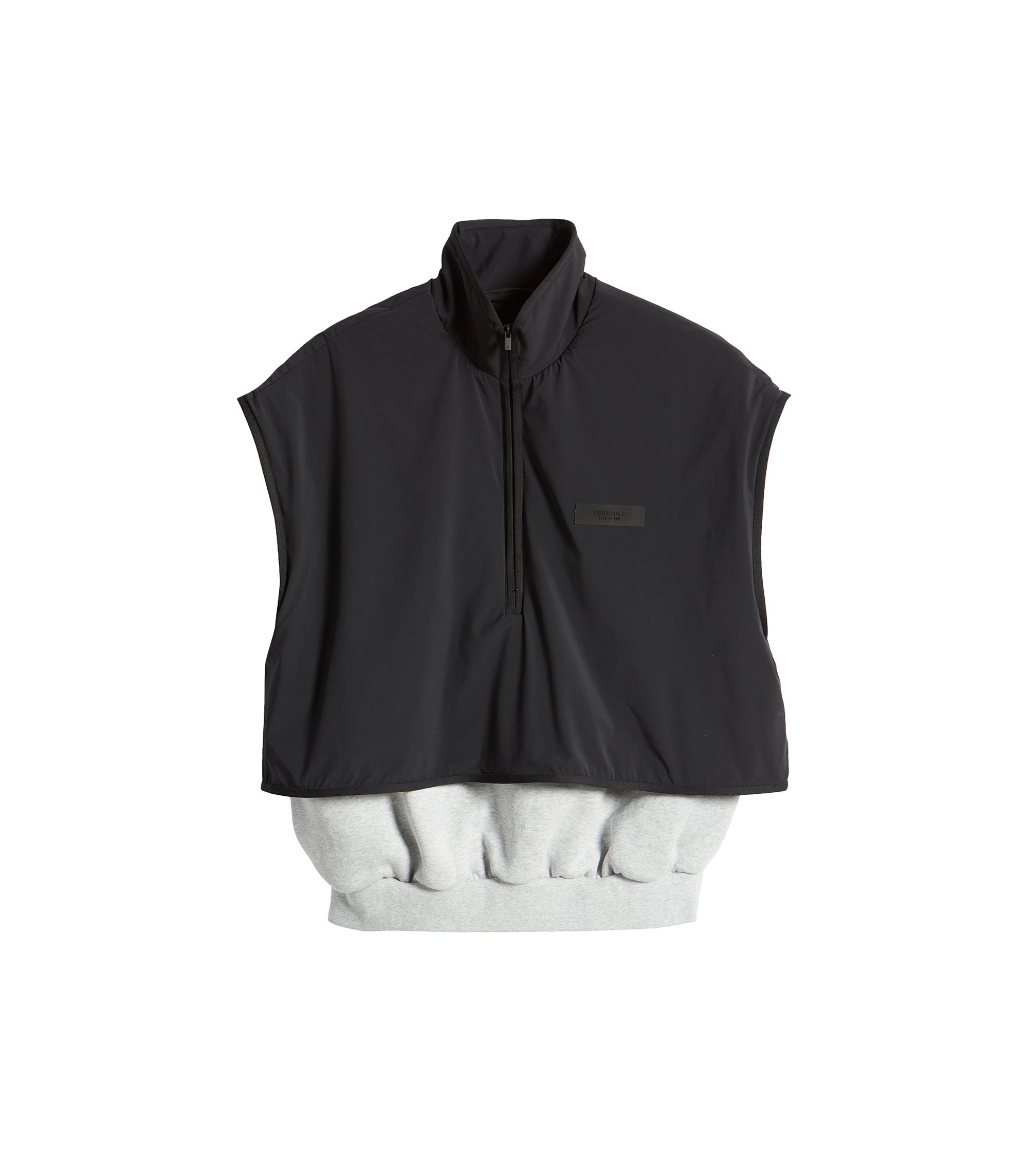 Nylon Fleece Mockneck Vest - Light Heather Grey / Jet Black